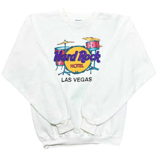 Vintage 1990s Hard Rock Hotel Las Vegas White Crewneck Sweatshirt - Size Medium