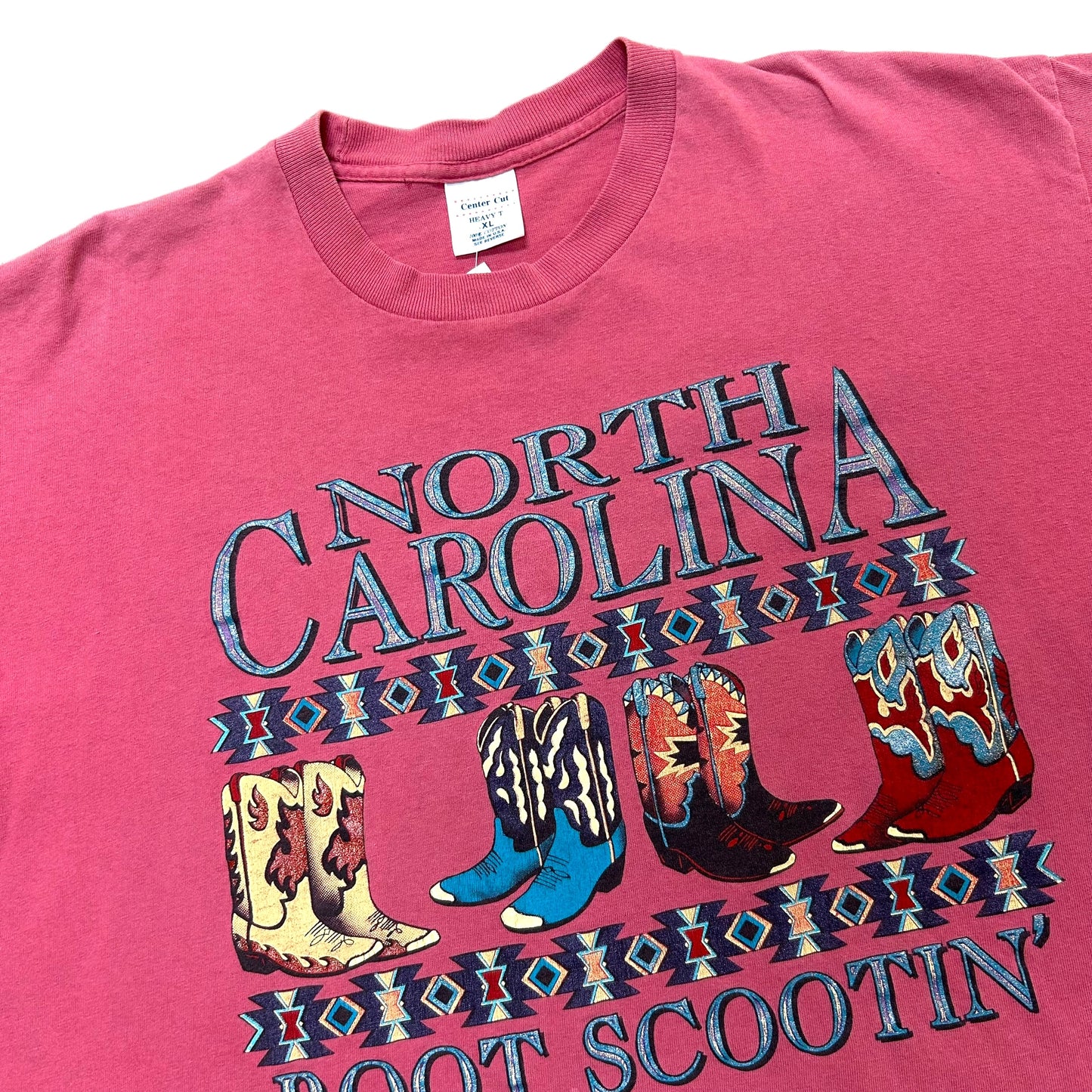Vintage 1990s North Carolina “Boot Scootin” Pink Graphic T-Shirt - Size XL