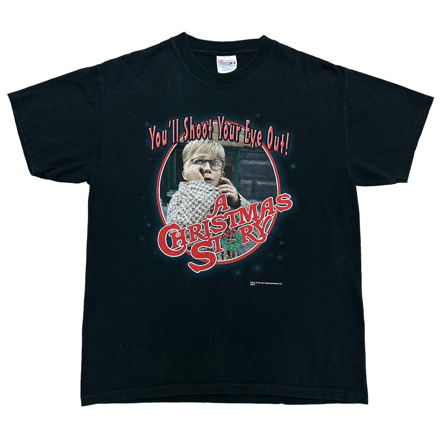 Vintage Y2K A Christmas Story “You’ll Shoot Your Eye Out” Black Graphic T-Shirt - Size Medium