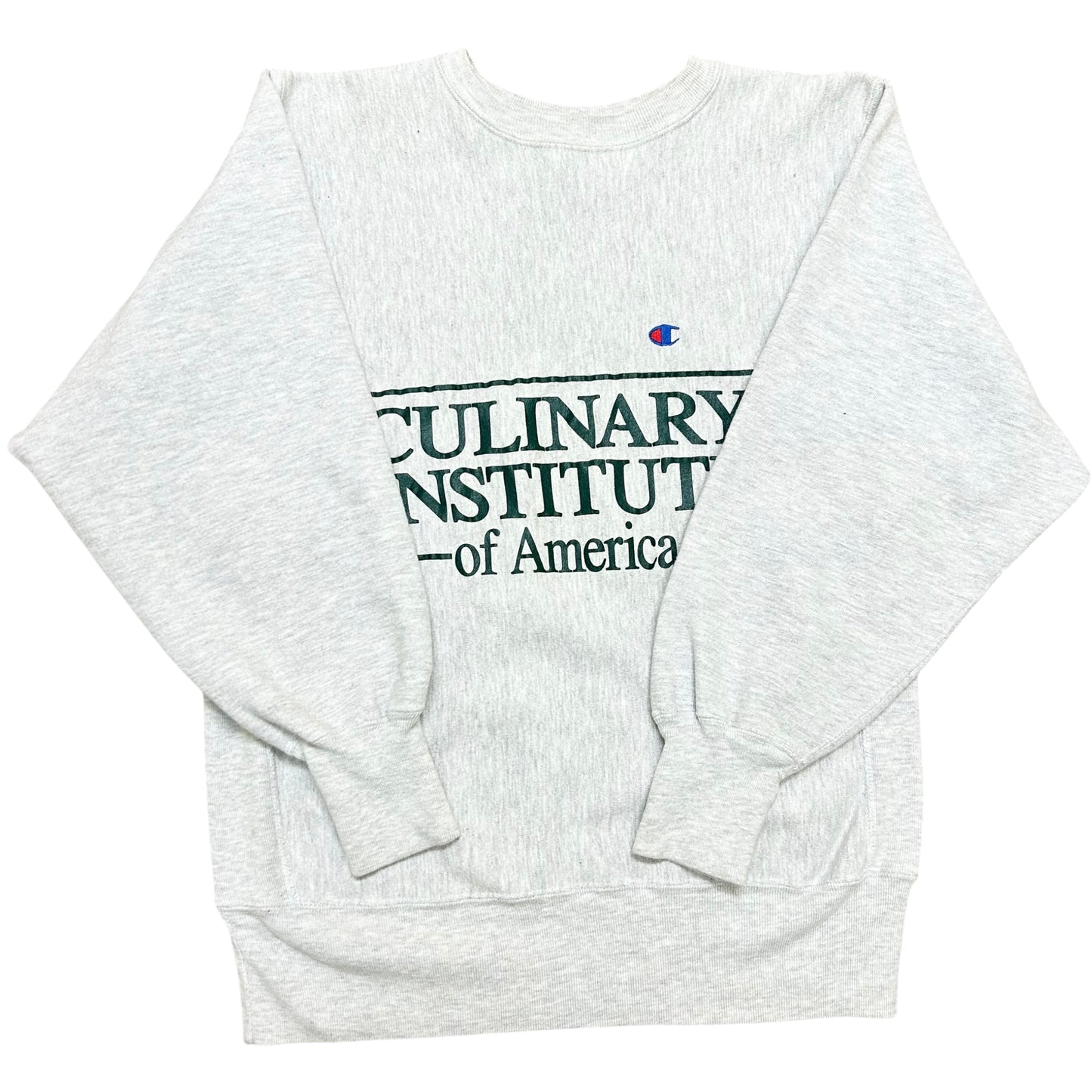 Vintage 1990s Champion Reverse Weave Culinary Institute of America Heather Grey Crewneck Sweatshirt - Size Large