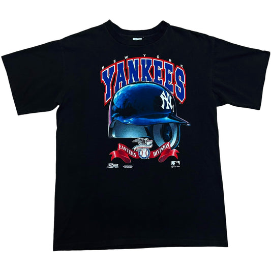 Vintage 1990s Salem Sportswear New York Yankees Black Graphic T-Shirt - Size XL