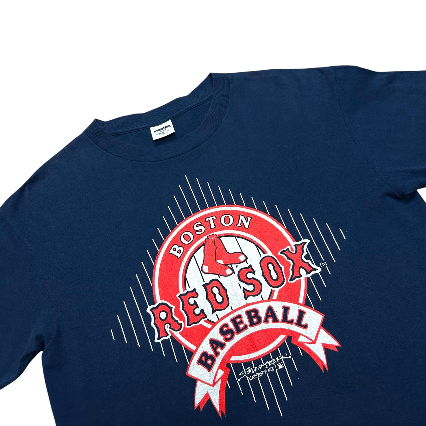 Vintage 1990s Starter Boston Red Sox Baseball Navy Blue Graphic T-Shirt - Size Large