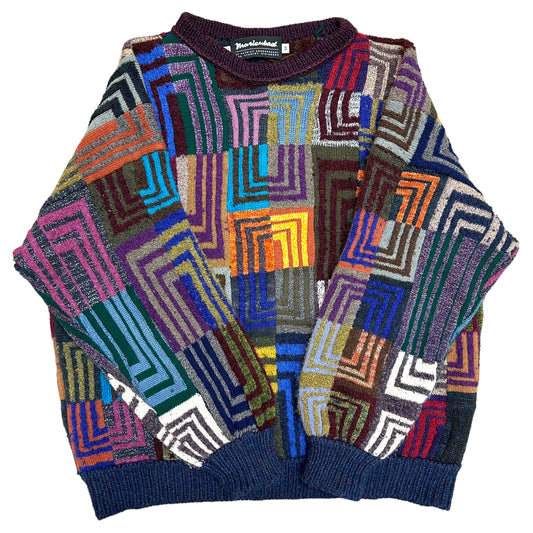 Vintage 1980s “Marienbad” Geometric Design Multicolor Knit Sweater - Size Medium (Boxy Fit)