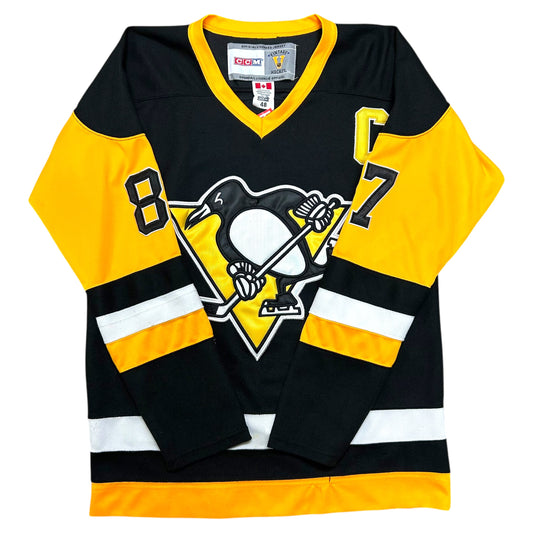 Modern Pittsburgh Penguins Sidney Crosby #87 Black/Gold Hockey Jersey - Size Large