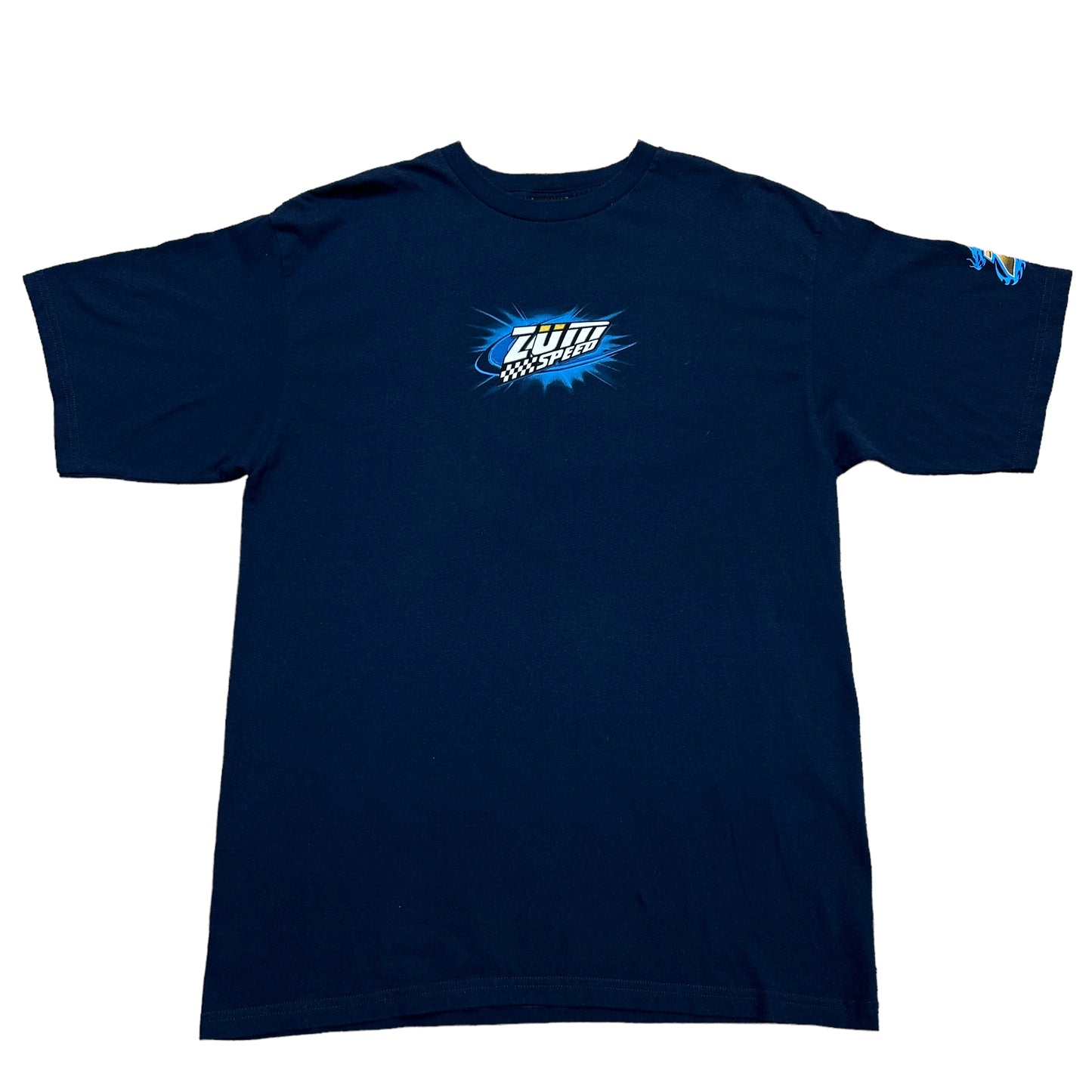 Vintage Y2K “Zum Speed” Dragon/Car Navy Blue Graphic T-Shirt - Size XL