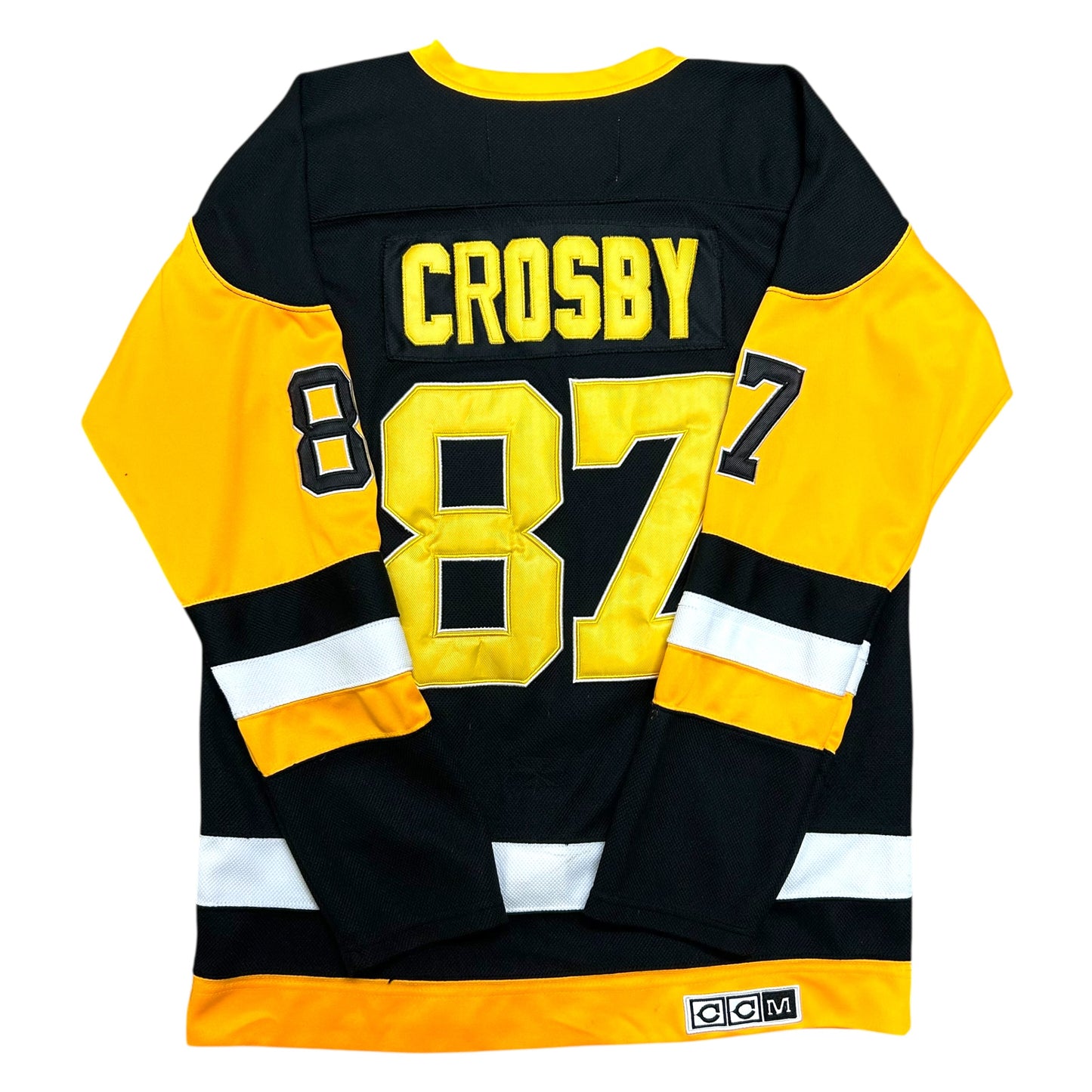 Modern Pittsburgh Penguins Sidney Crosby #87 Black/Gold Hockey Jersey - Size Large