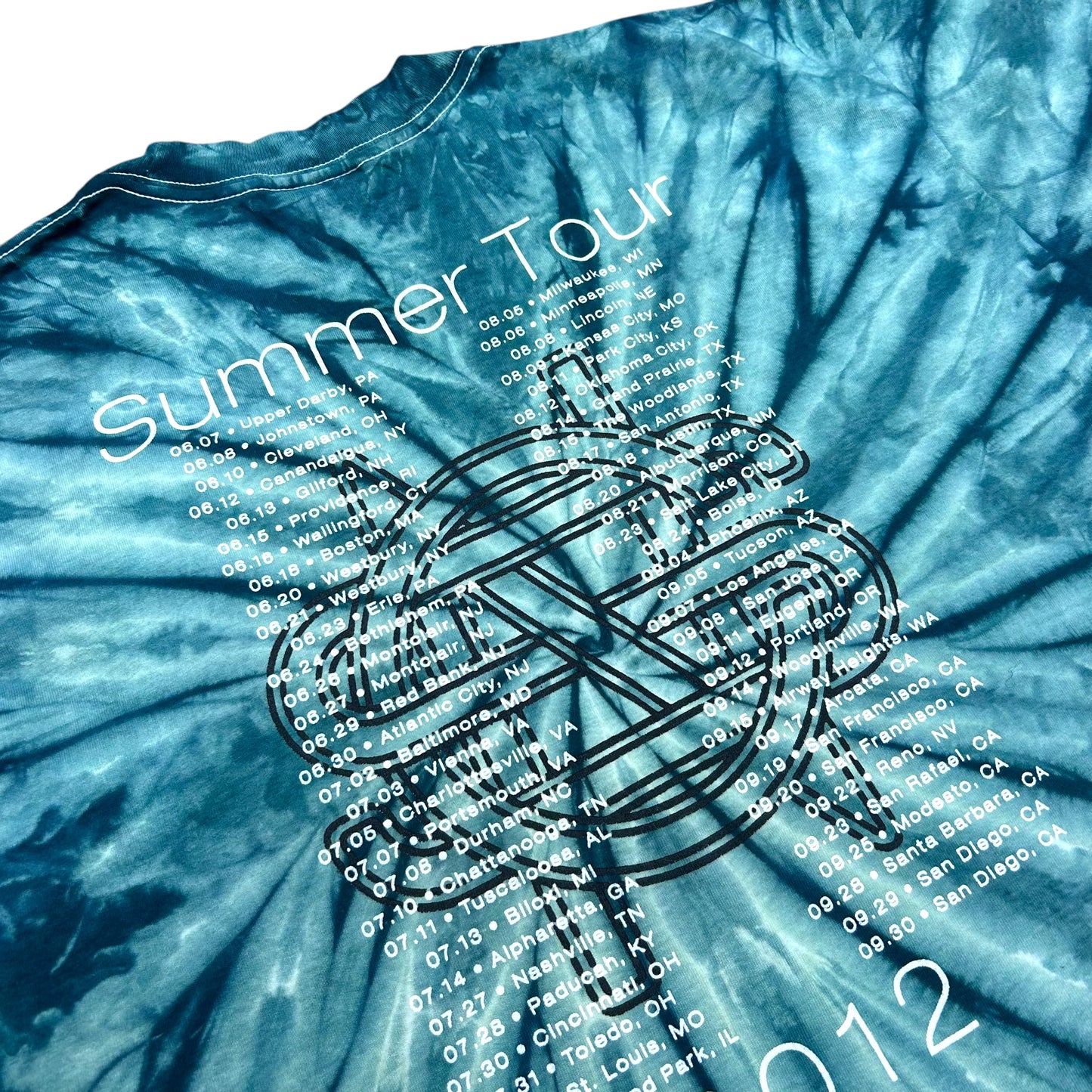 Early 2010s Crosby, Stills & Nash Summer Tour 2012 Teal Tie-Dye Graphic T-Shirt - Size Large