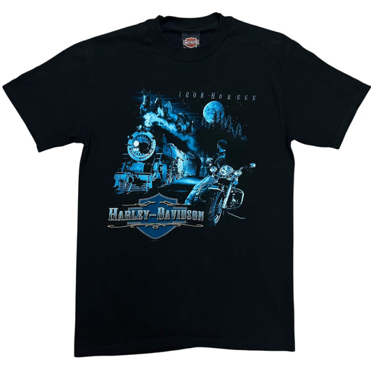Early 2000s Spitzie’s Harley Davidson Black Graphic T-Shirt - Size Medium (Tall Fit)