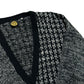 Vintage 1990s Permit Mixed Pattern Grey/Black Knit Cardigan - Size Large