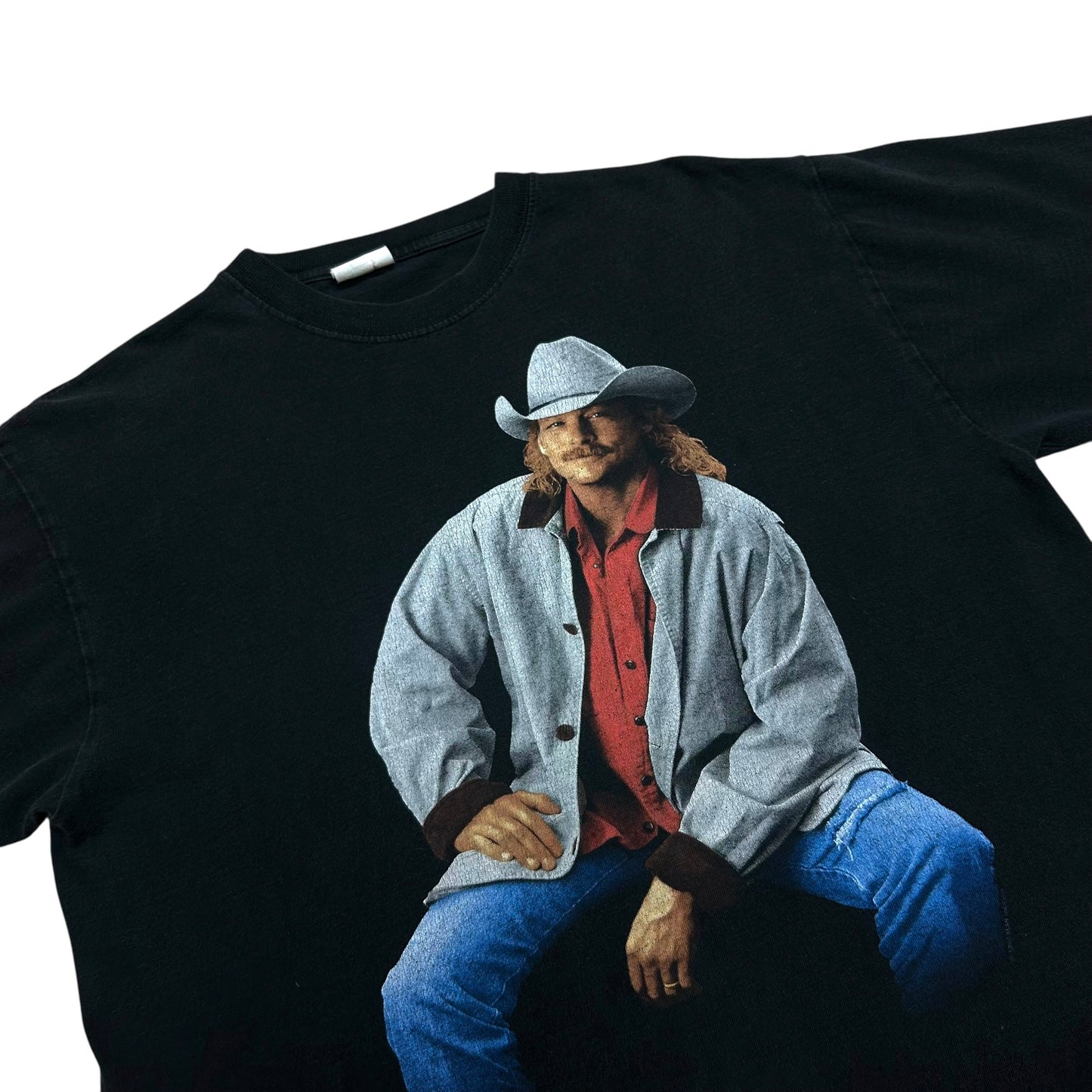 Vintage 1990s Alan Jackson Black Graphic T-Shirt - Size Large