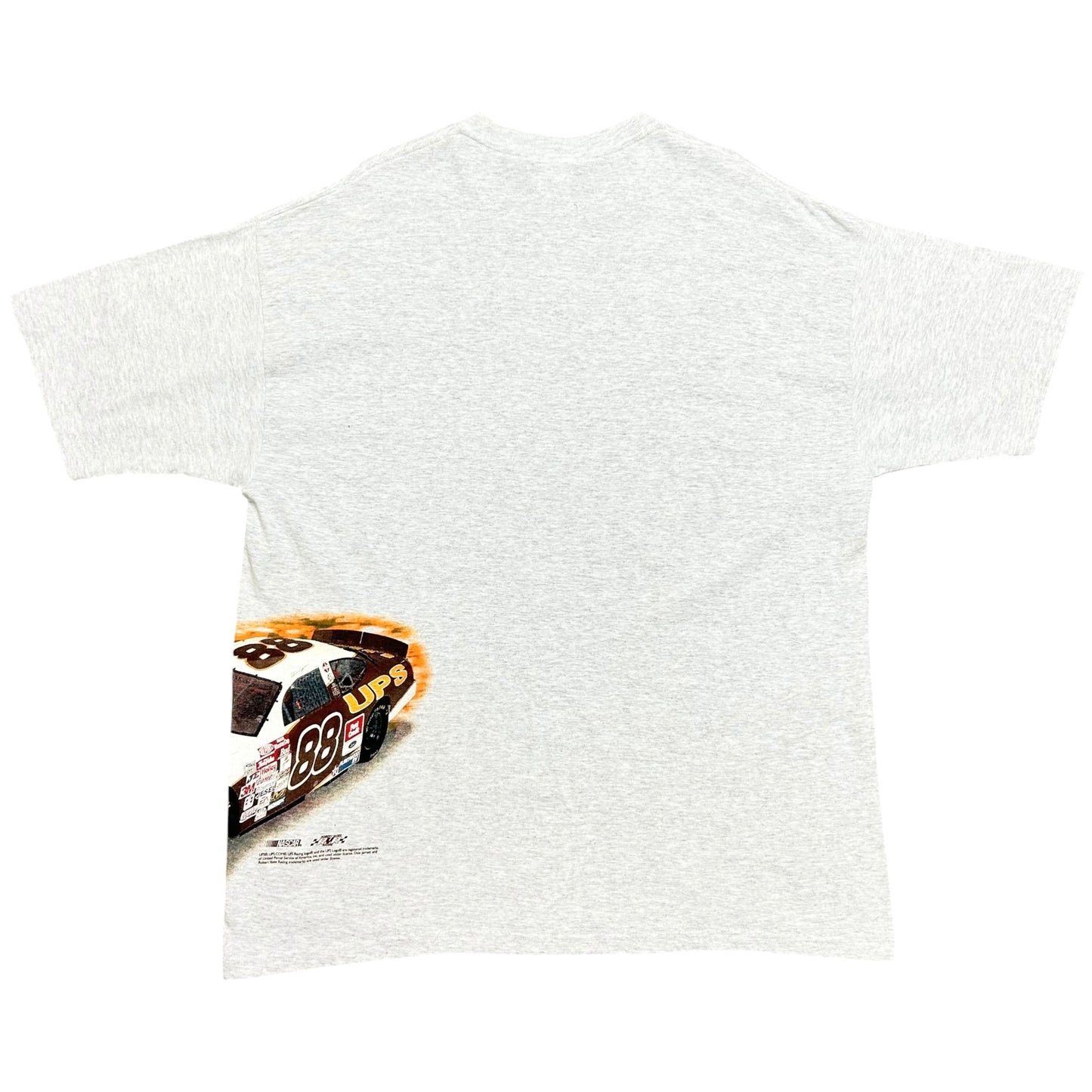 Late 2000s Dale Jarrett UPS Racing Grey Wrap-Around Graphic T-Shirt - Size XL (Tall Fit)