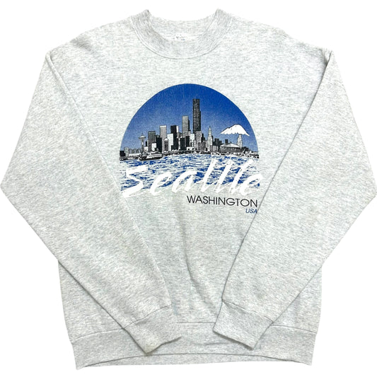 Vintage 1980s Seattle Washington Heather Grey Crewneck Sweatshirt- Size Large (Fits M/L)
