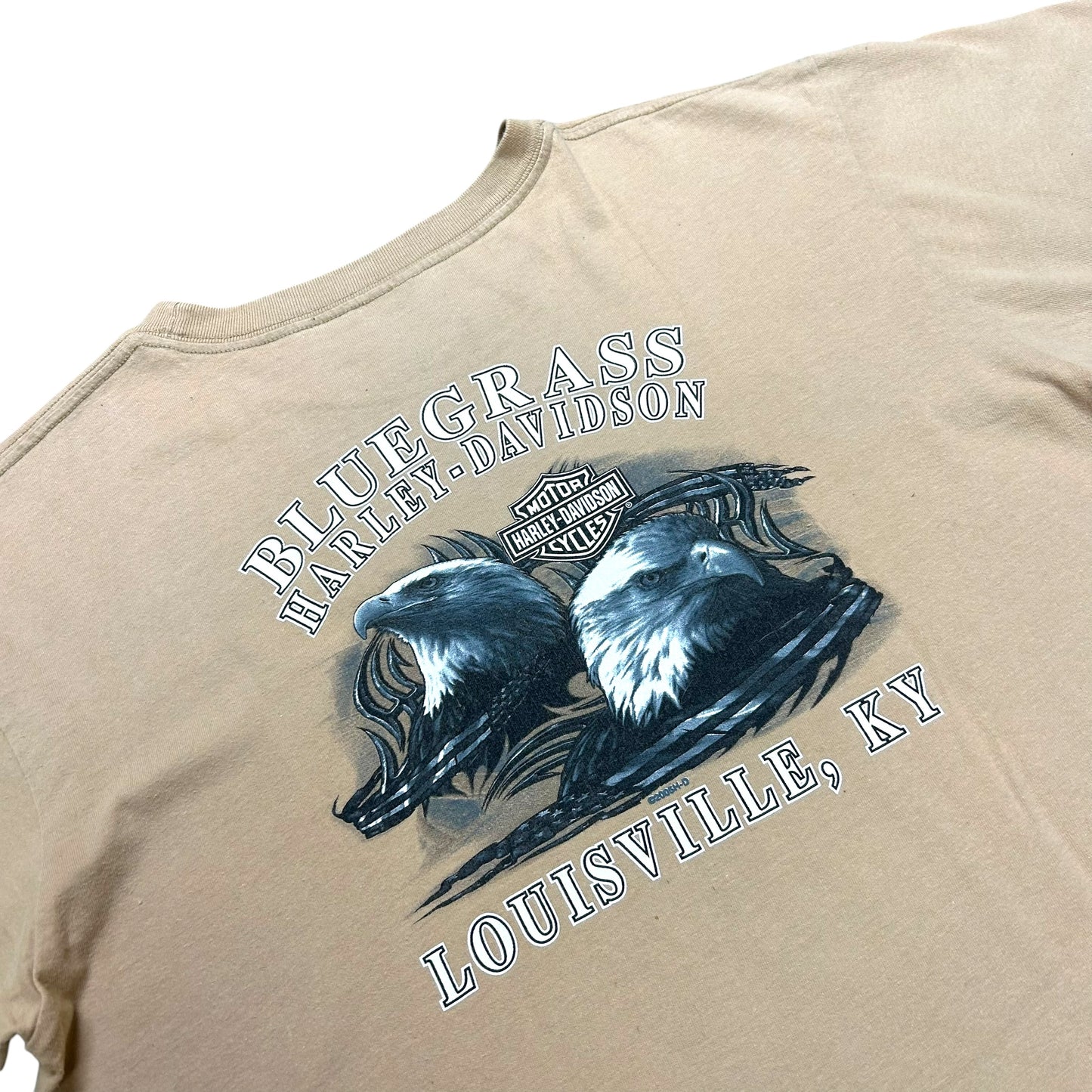 Late 2000s Louisville, KY Harley Davidson Tan Graphic T-Shirt - Size XL