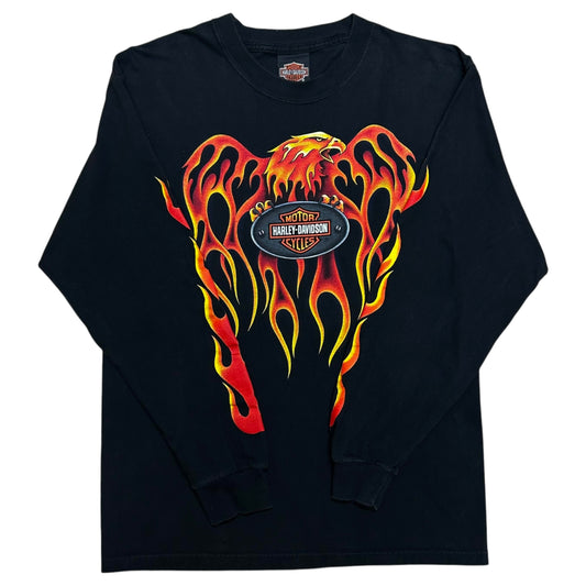 Early 2000s Geneva, NY Harley Davidson Black Long Sleeve Graphic Shirt - Size Medium