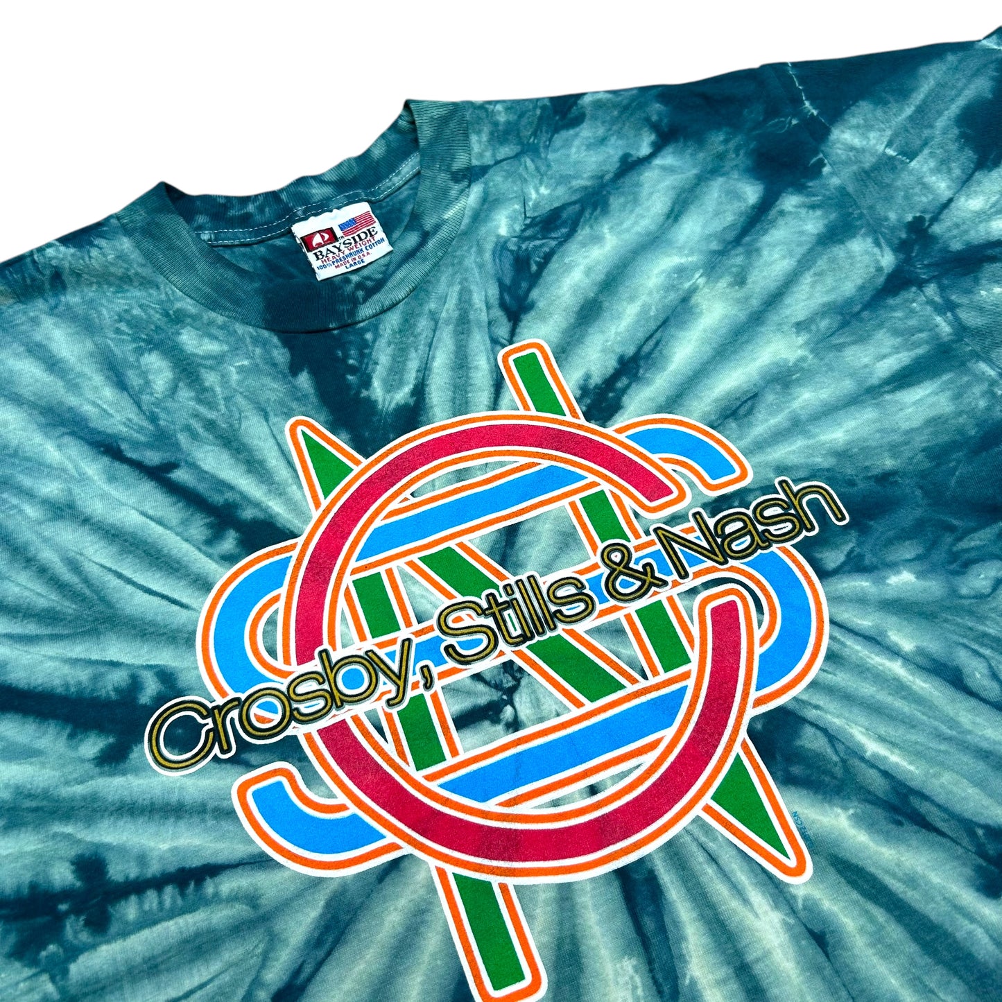 Early 2010s Crosby, Stills & Nash Summer Tour 2012 Teal Tie-Dye Graphic T-Shirt - Size Large