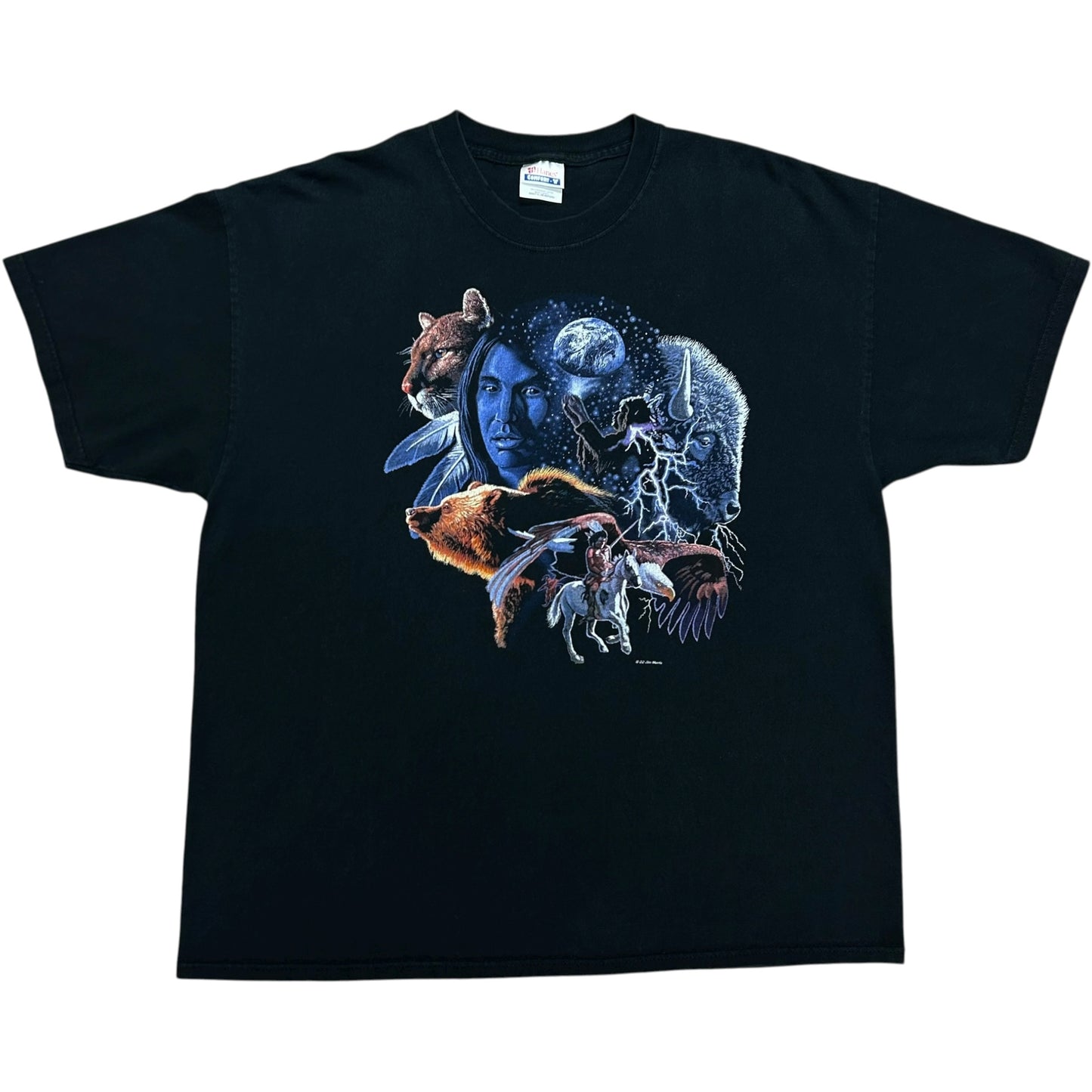 Early 2000s Native American Black Graphic T-Shirt - Size XL