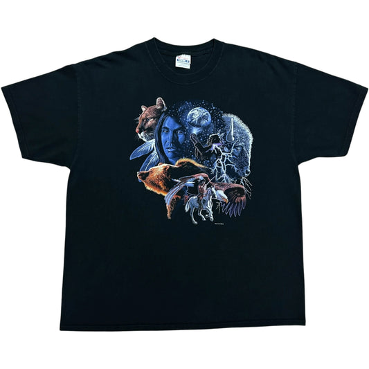 Early 2000s Native American Black Graphic T-Shirt - Size XL