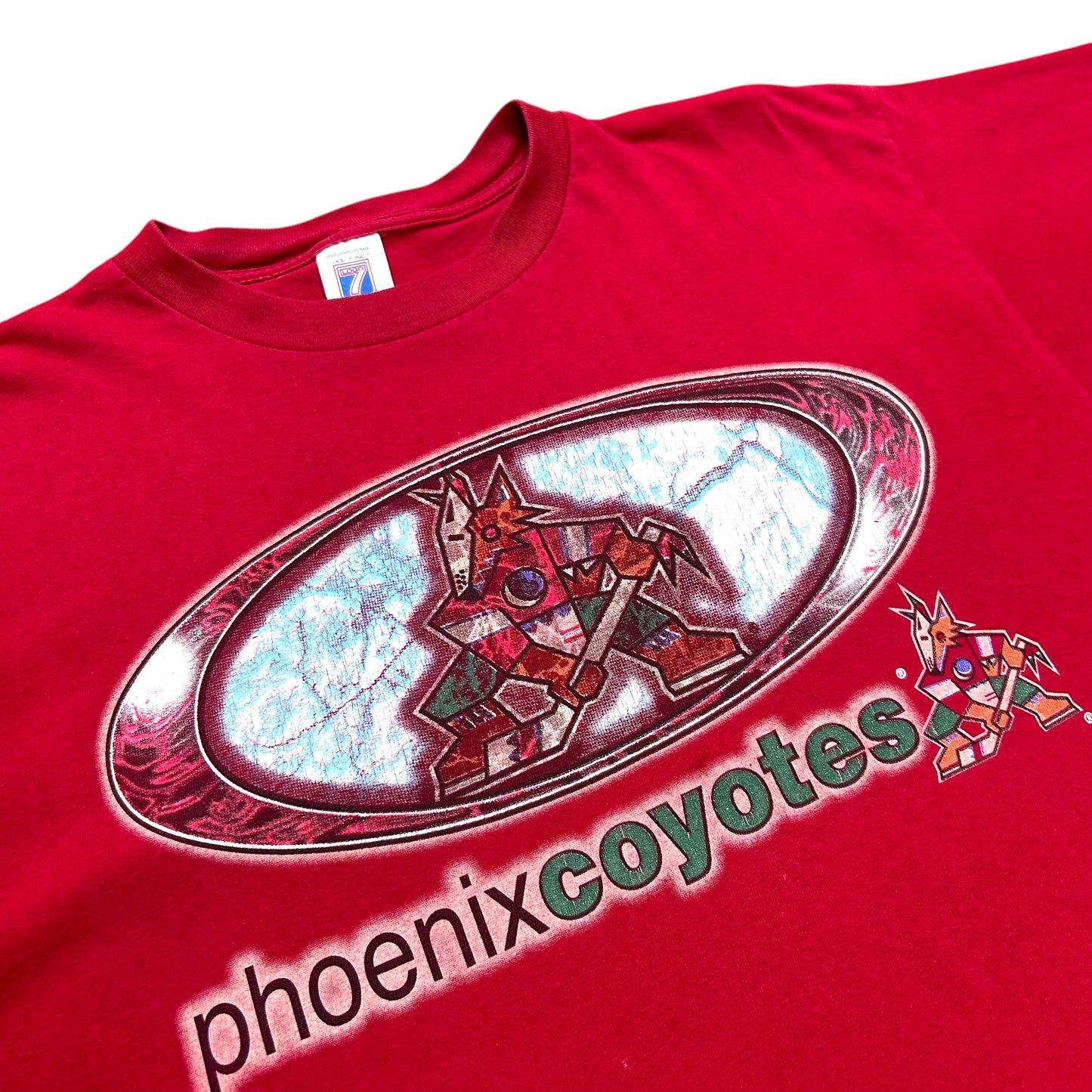 Vintage 1990s Logo 7 Phoenix Coyotes Red Graphic T-Shirt - Size XL