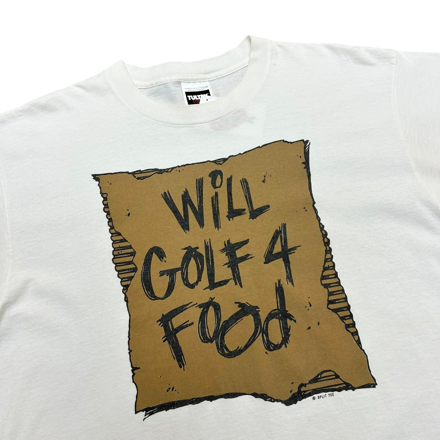 Vintage 1990s “Will Golf 4 Food” White Graphic T-Shirt - Size XL