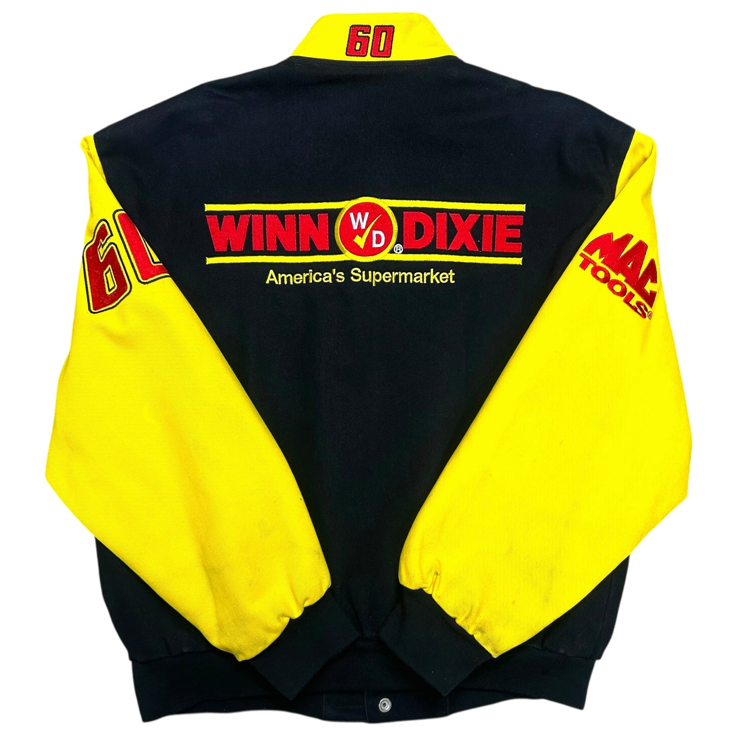 RARE Vintage 1990s Jeff Hamilton Mark Martin Winn-Dixie Black/Yellow NASCAR Racing Jacket - Size Medium
