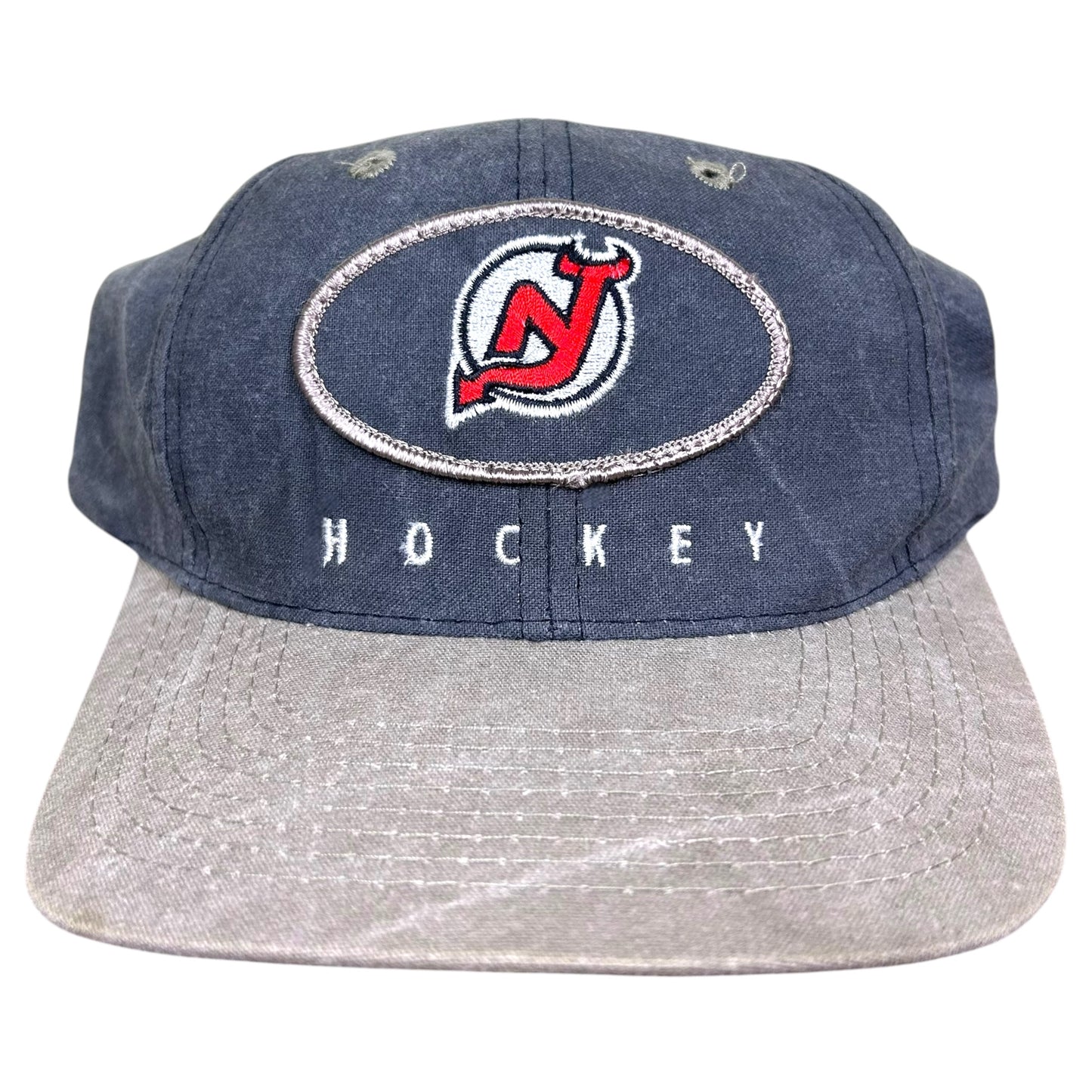 Vintage 1990s Drew Pearson New Jersey Devils Grey Snapback Hat - One Size