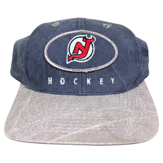 Vintage 1990s Drew Pearson New Jersey Devils Grey Snapback Hat - One Size