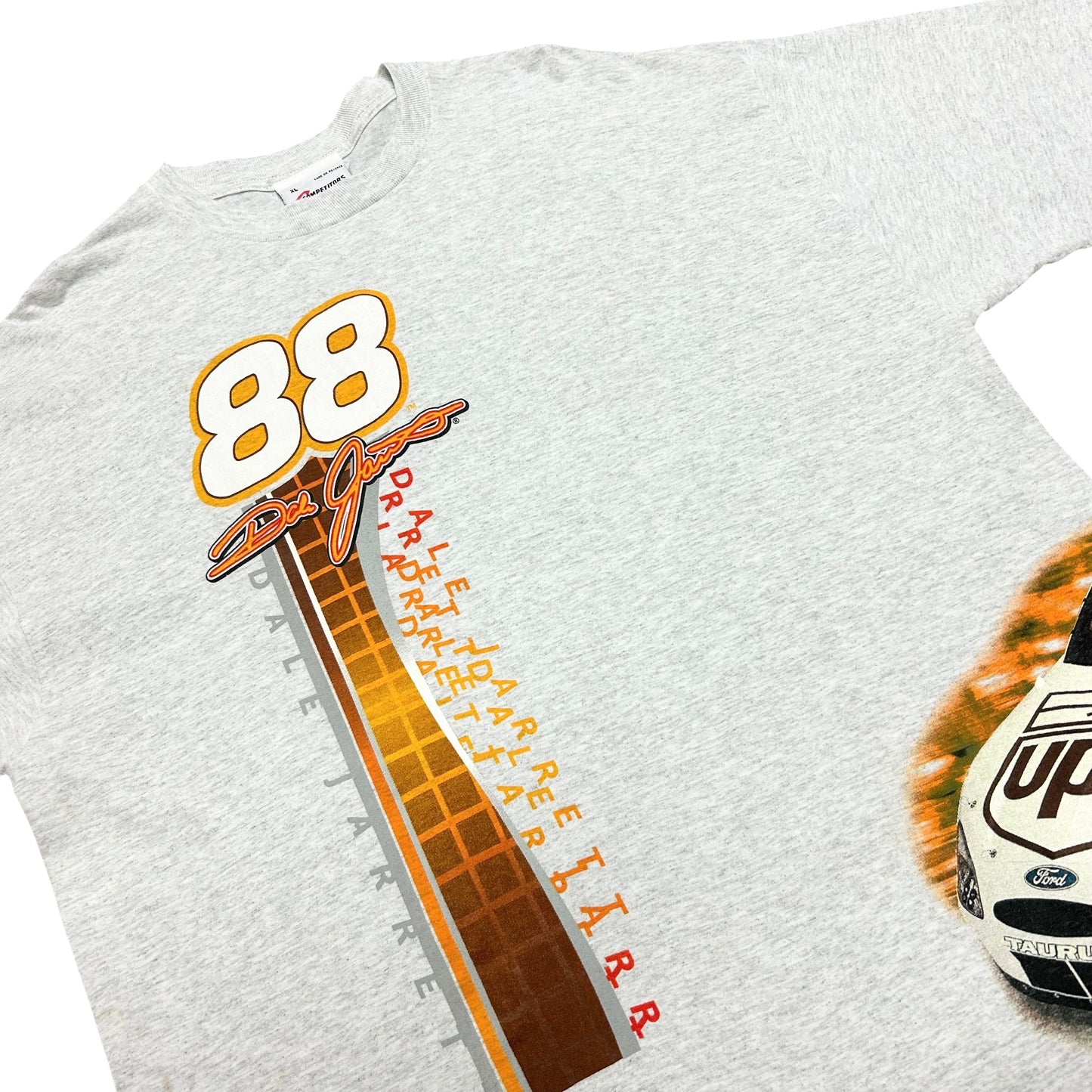 Late 2000s Dale Jarrett UPS Racing Grey Wrap-Around Graphic T-Shirt - Size XL (Tall Fit)