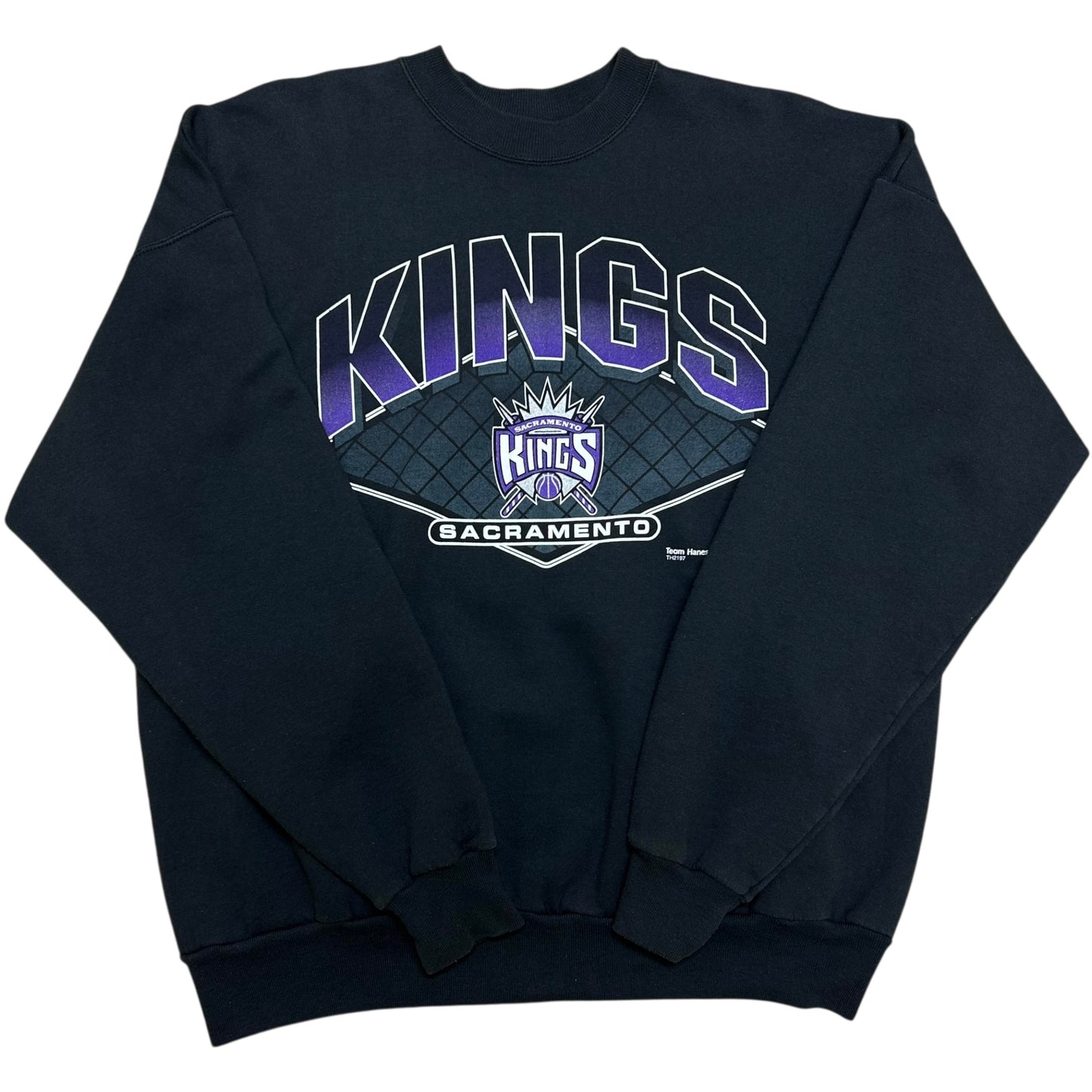 Vintage 1990s Sacramento Kings Black Crewneck Sweatshirt - Size XL