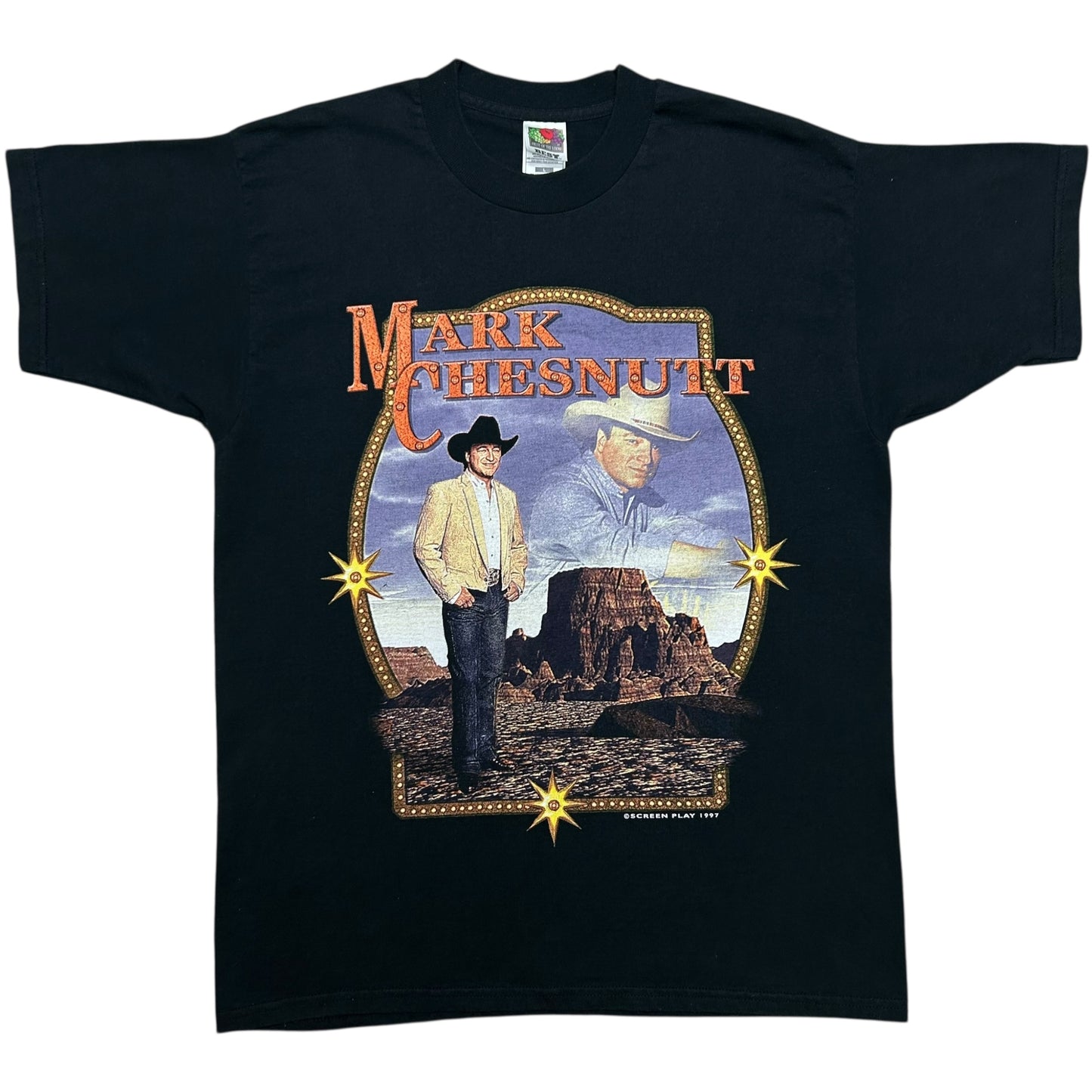 Vintage 1990s Mark Chesnutt Black Country Music Graphic T-Shirt - Size Large