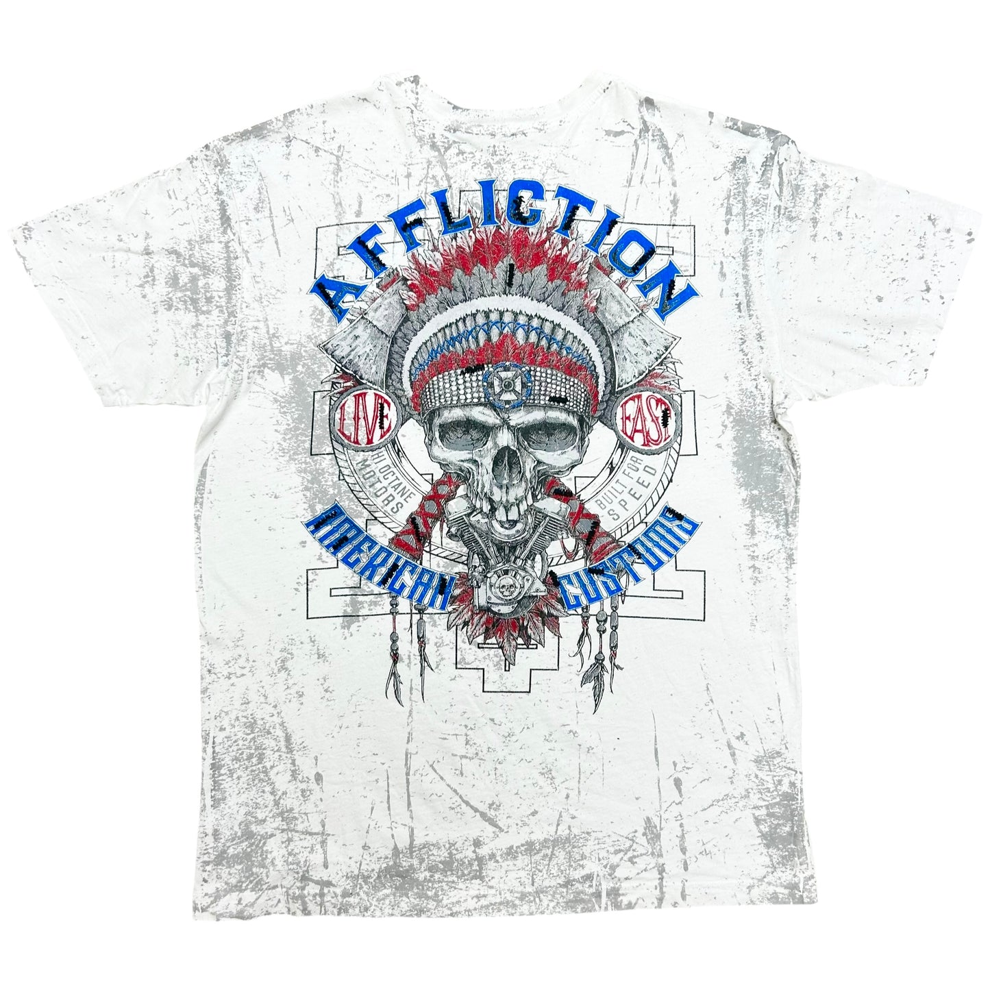 Modern Affliction “American Customs” White Y2K Graphic T-Shirt - Size Large (Fits L/XL)