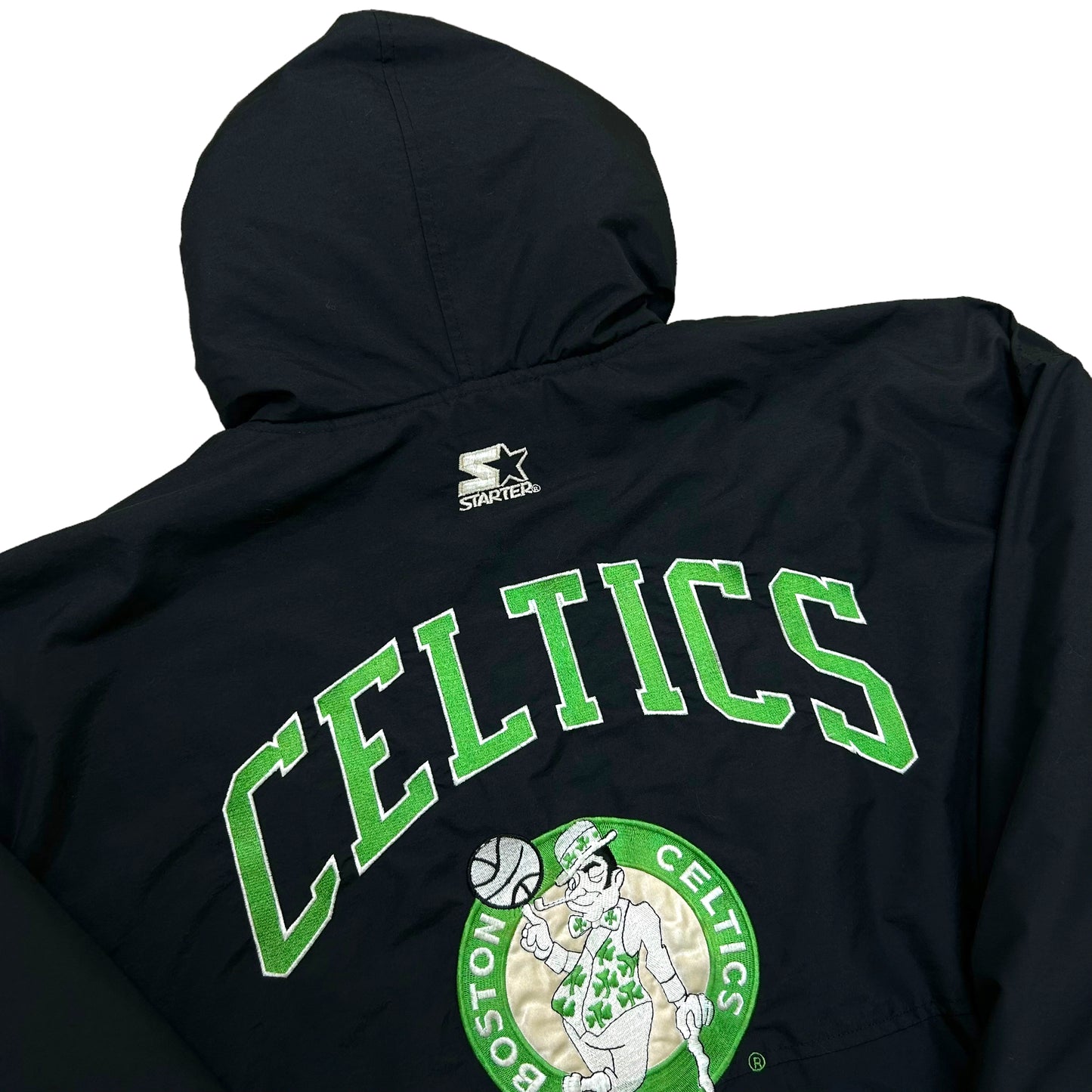 Vintage 1990s Starter Boston Celtics Black Puffer Jacket - Size Large