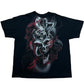 Y2K Skull Pile/Dragons Black All Over Print Graphic T-Shirt - Size XXL