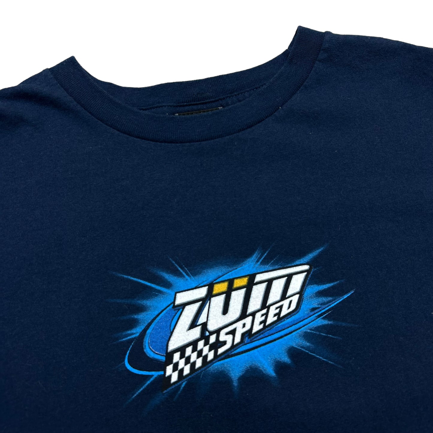 Vintage Y2K “Zum Speed” Dragon/Car Navy Blue Graphic T-Shirt - Size XL