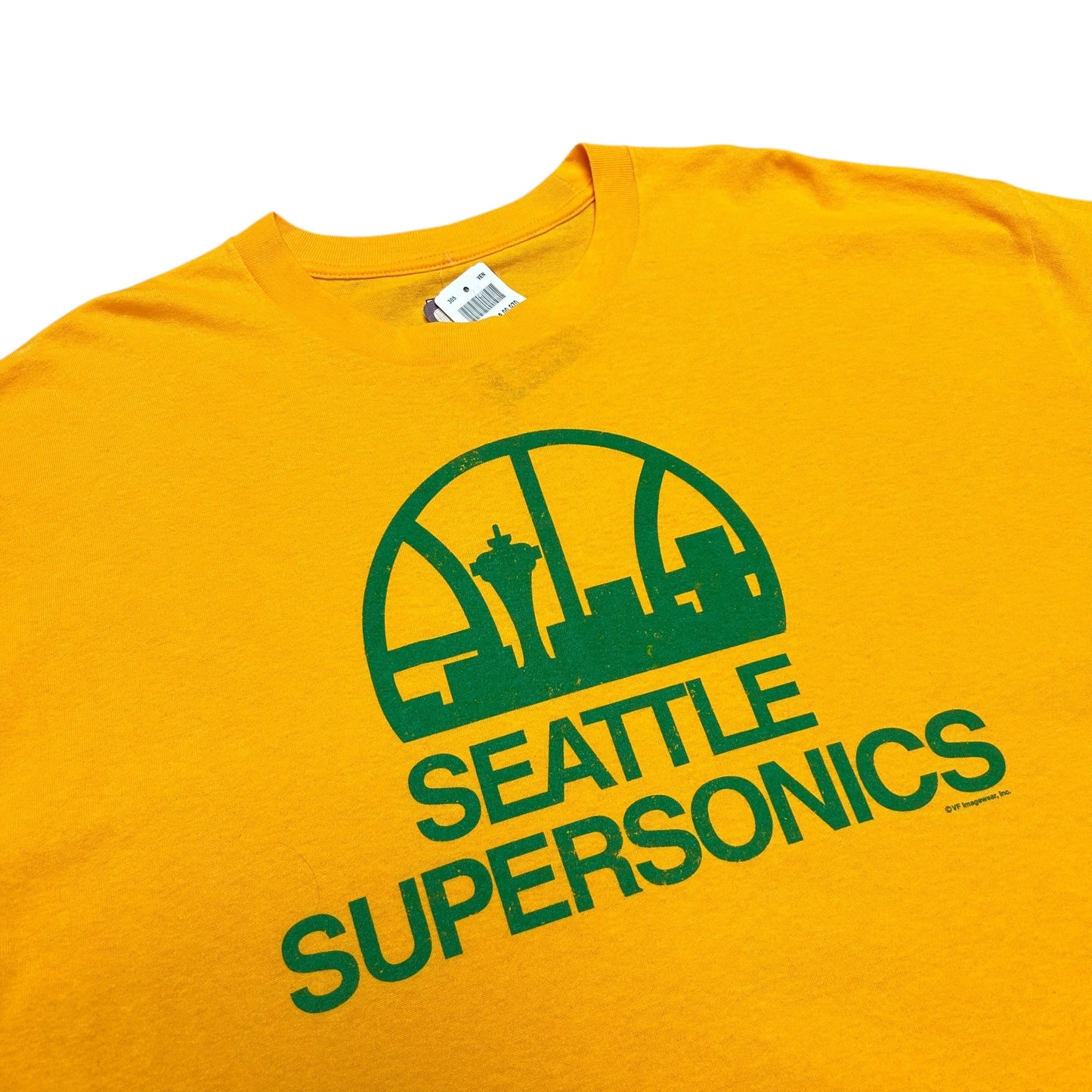 NWT Late 2000s Hardwood Classics Seattle Supersonics Yellow Graphic T-Shirt - Size XXL