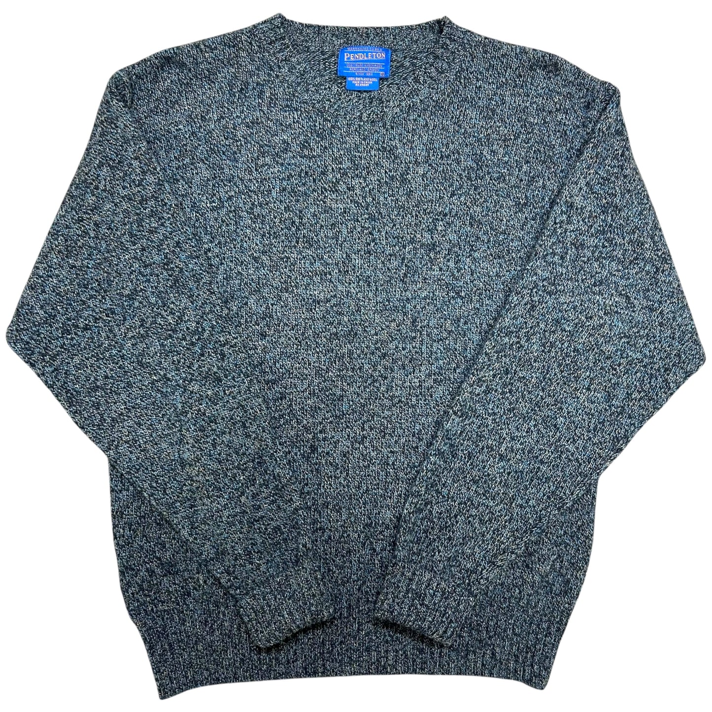 Modern Pendleton Grey/Blue 100% Wool Knit Sweater - Size Medium