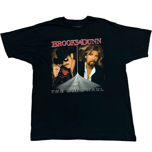 Mid-2000s Brooks & Dunn “The Long Haul” Tour 2006 Black Graphic T-Shirt - Size XL (Fits Large)