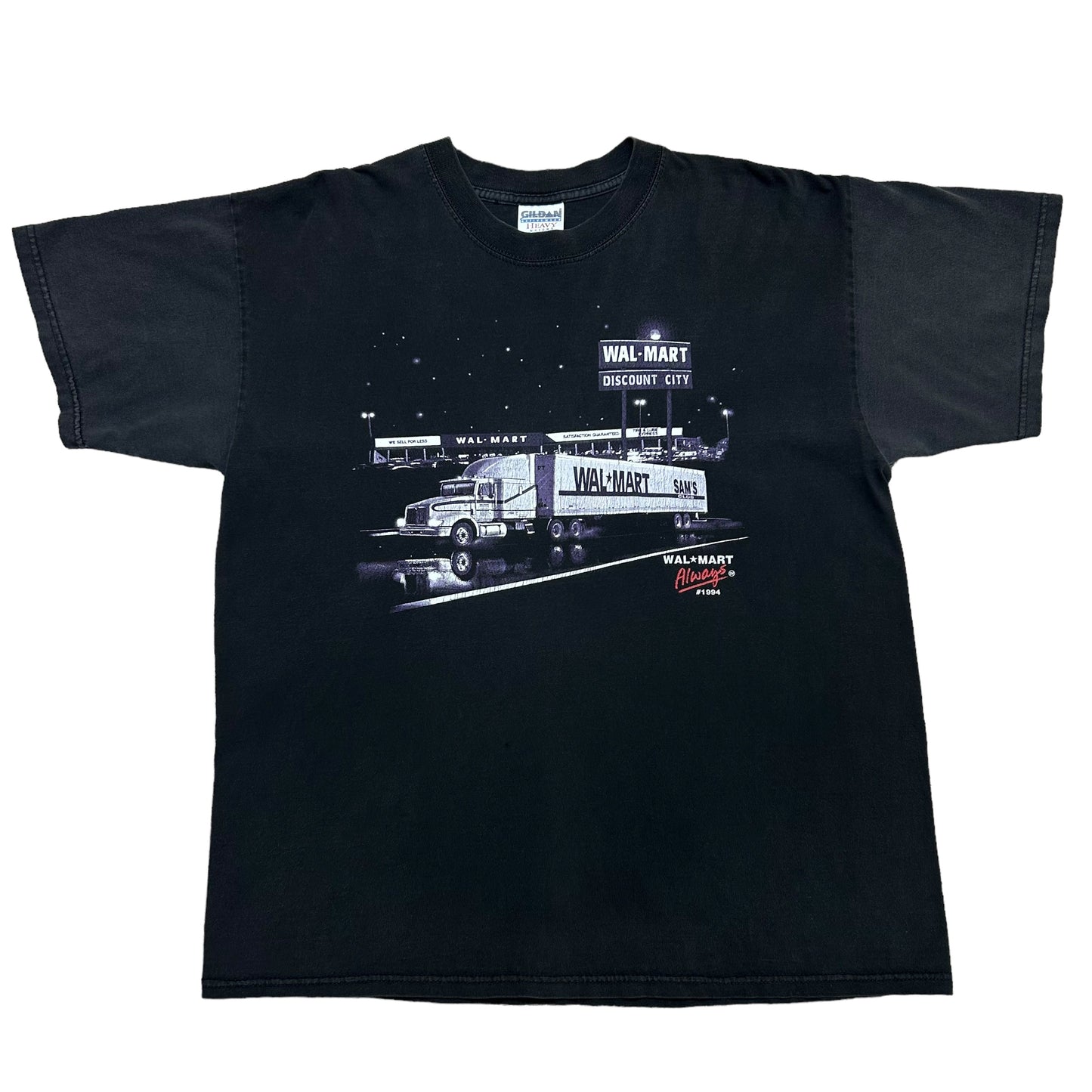 Vintage 1990s Wal-Mart Tractor Trailer Black Graphic T-Shirt - Size XL