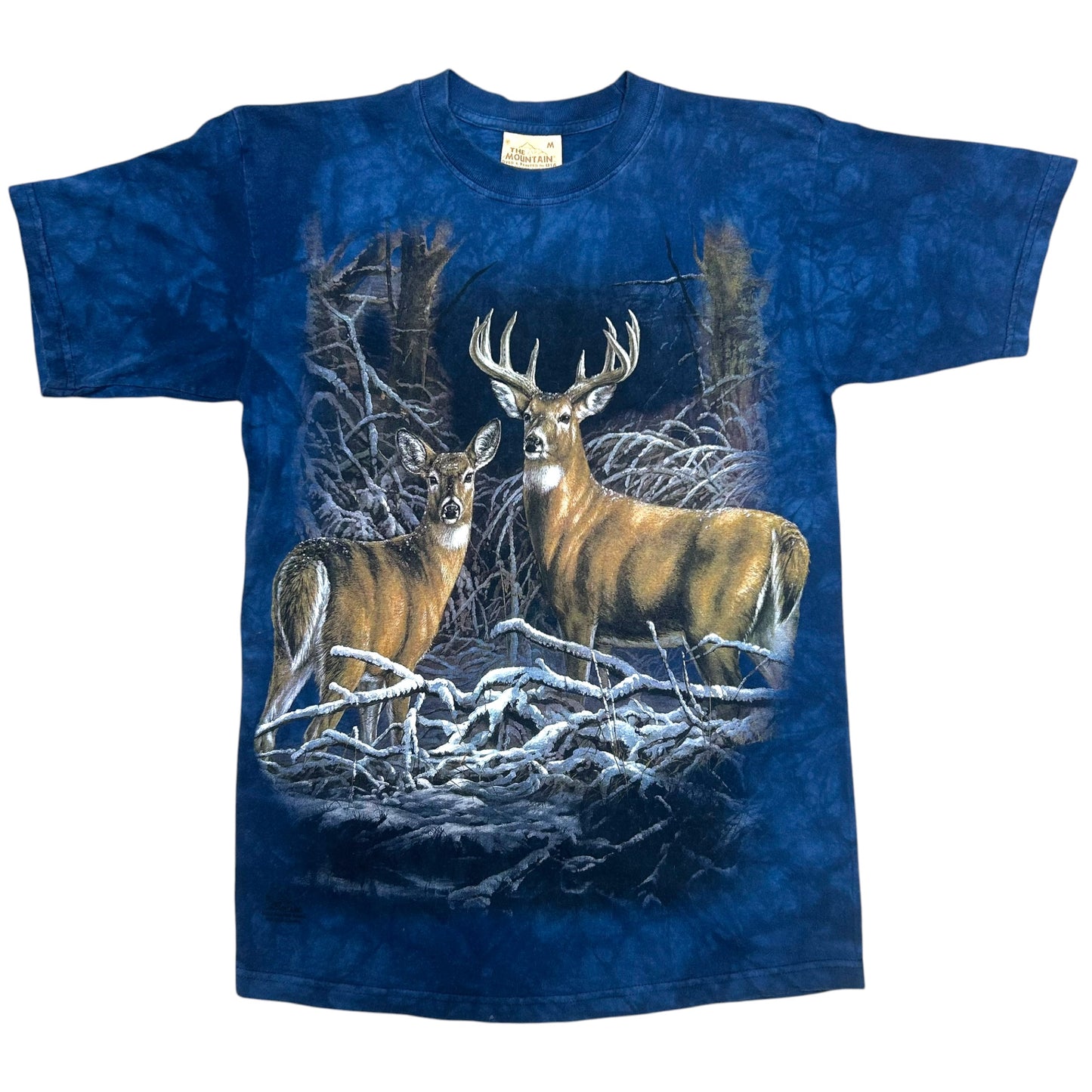 Early 2000s The Mountain Blue Tie-Dye Deer Graphic T-Shirt - Size Medium (Tall Fit)