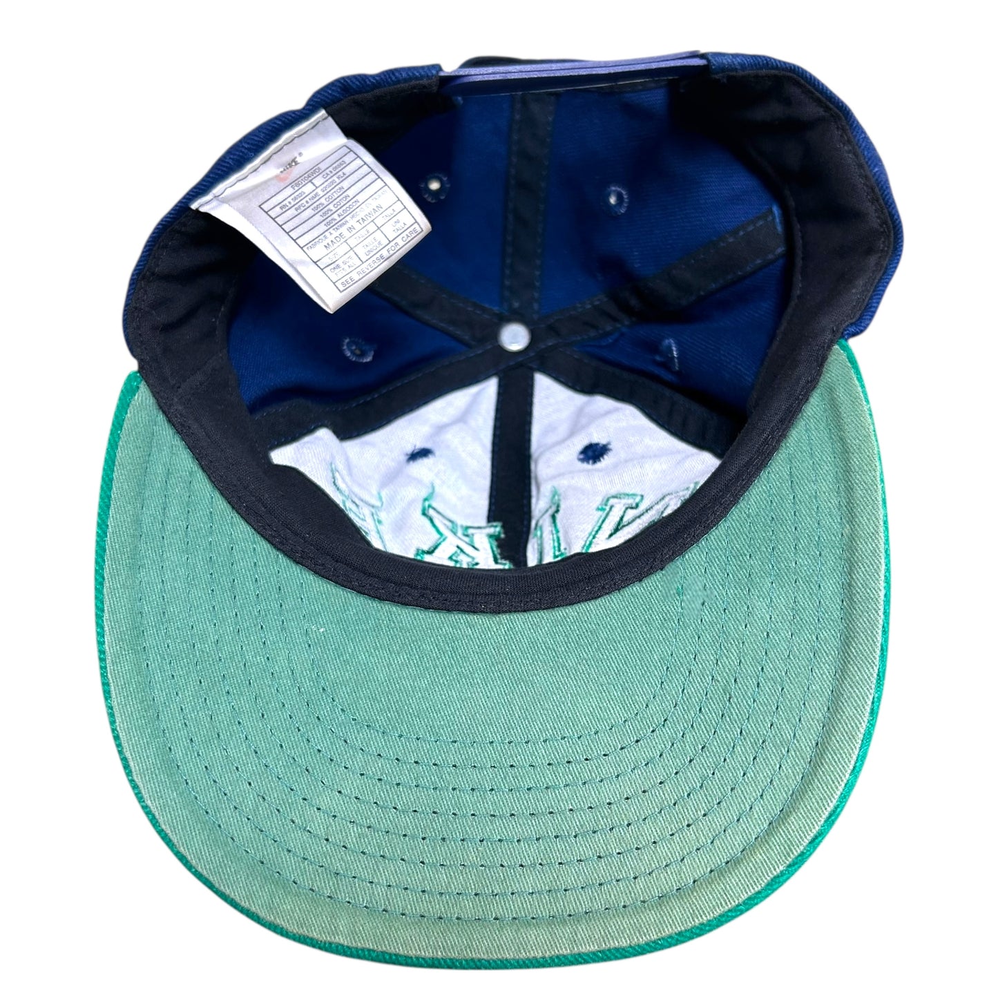 Vintage 1990s Nike Navy Blue/Green Snapback Hat - One Size
