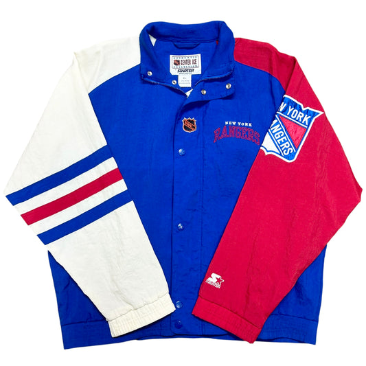 Vintage 1990s Starter New York Rangers Blue/Red/White Full-Zip Windbreaker Jacket - Size XL