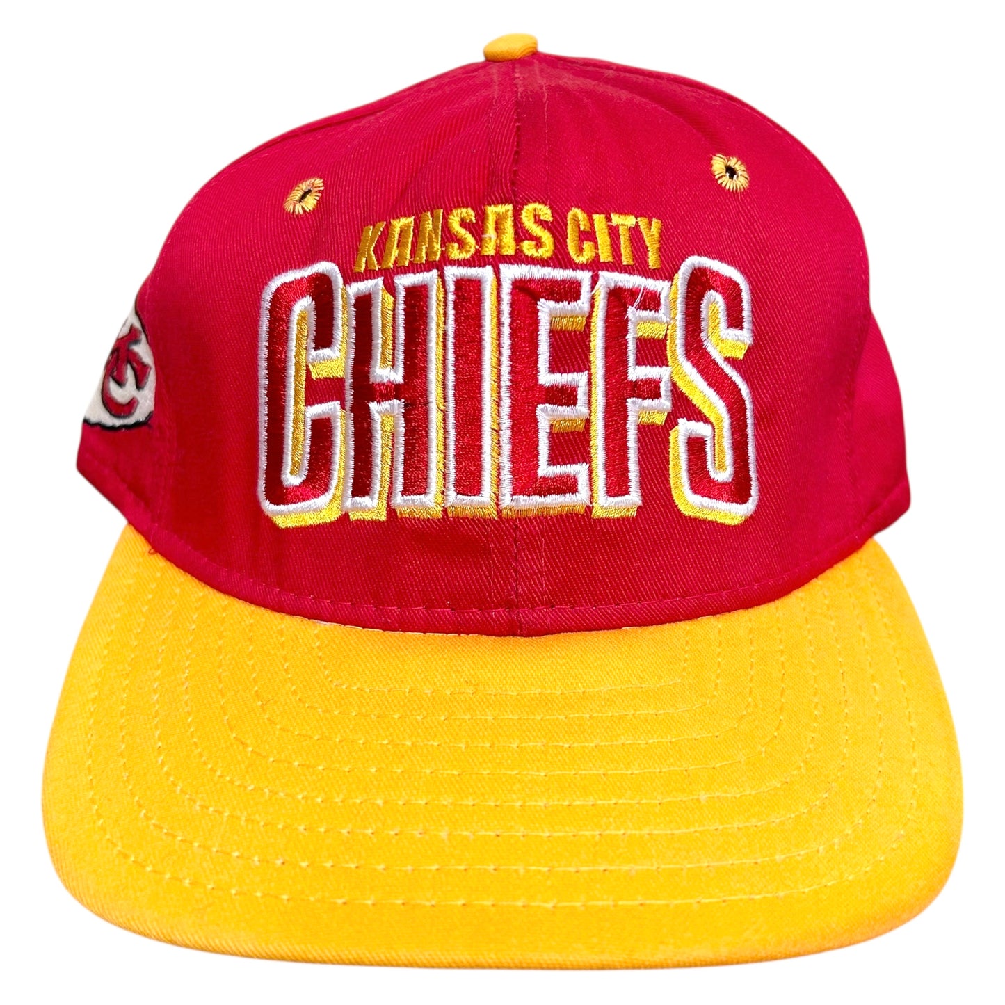 Vintage 1990s Kansas City Chiefs Red/Yellow Snapback Hat - One Size