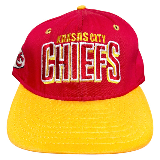 Vintage 1990s Kansas City Chiefs Red/Yellow Snapback Hat - One Size