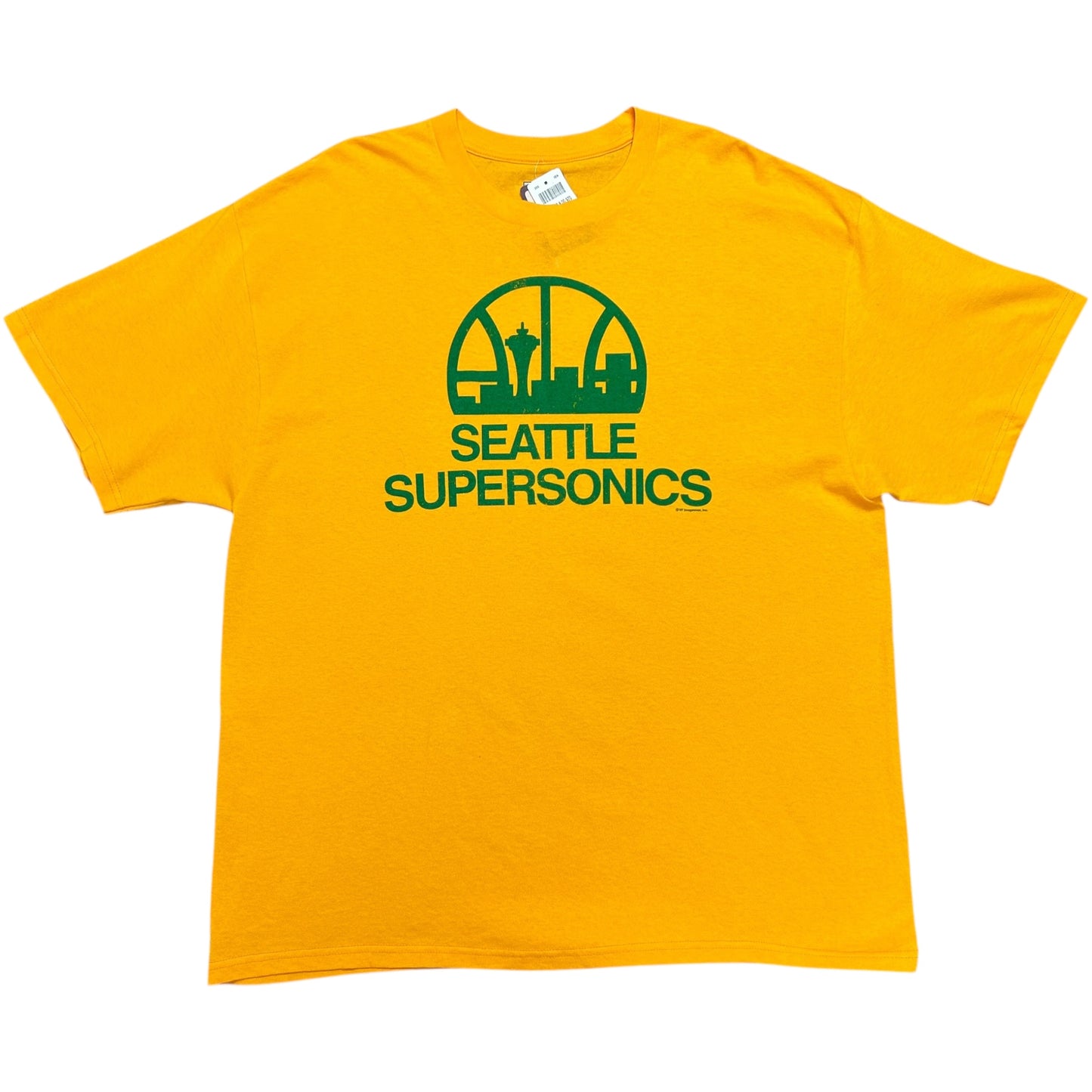 NWT Late 2000s Hardwood Classics Seattle Supersonics Yellow Graphic T-Shirt - Size XXL