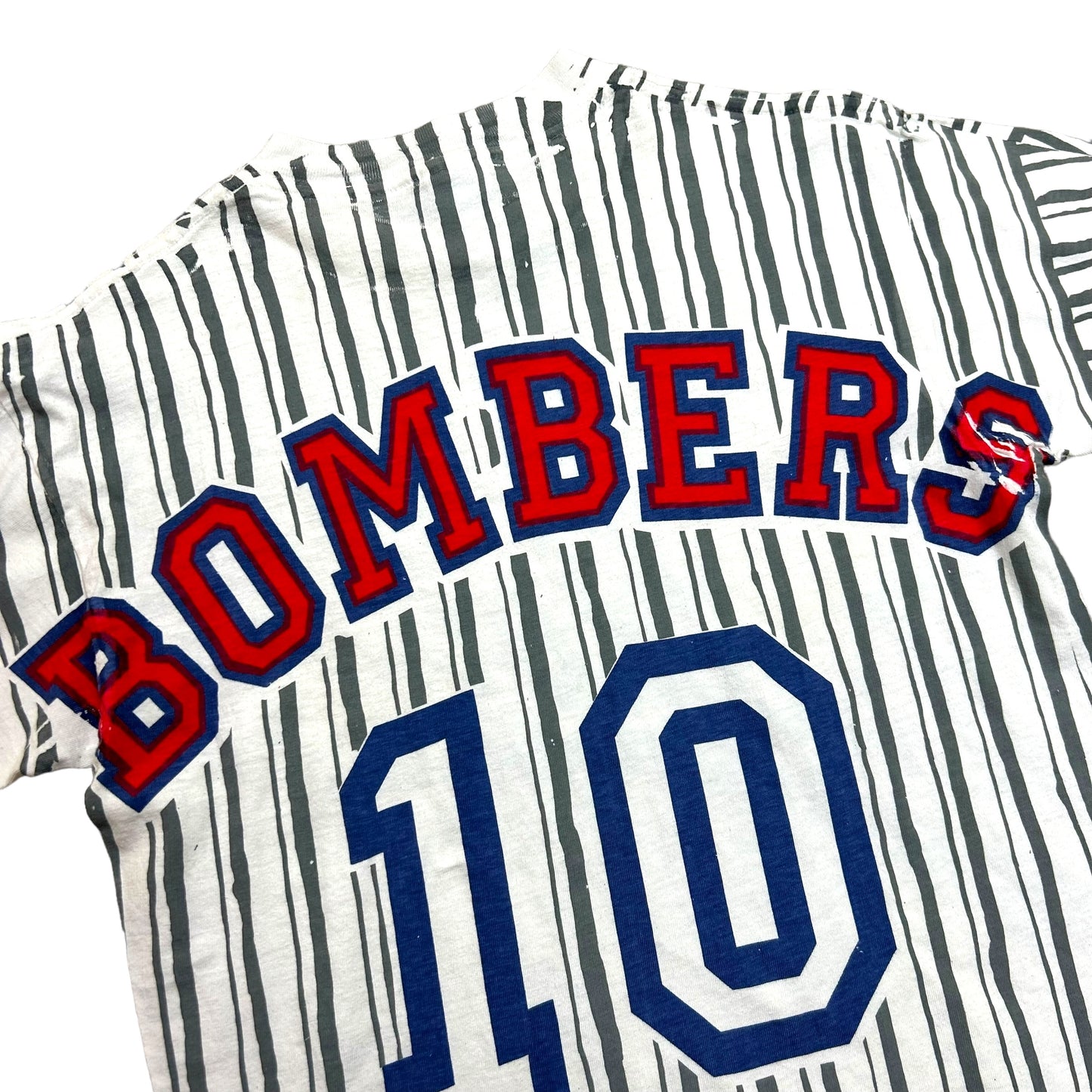 Vintage 1990s “Mudville Bombers” Baseball All Over Print White Graphic T-Shirt - Size Medium