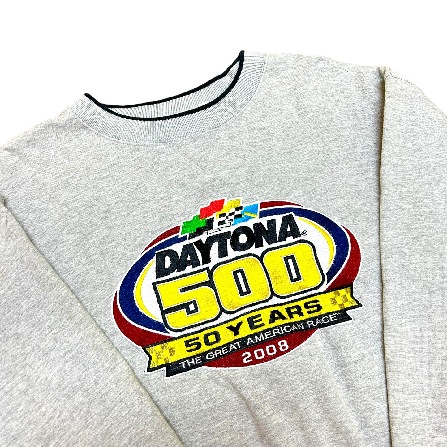 Late 2000s Daytona 500 Grey Embroidered Crewneck Sweatshirt - Size Large