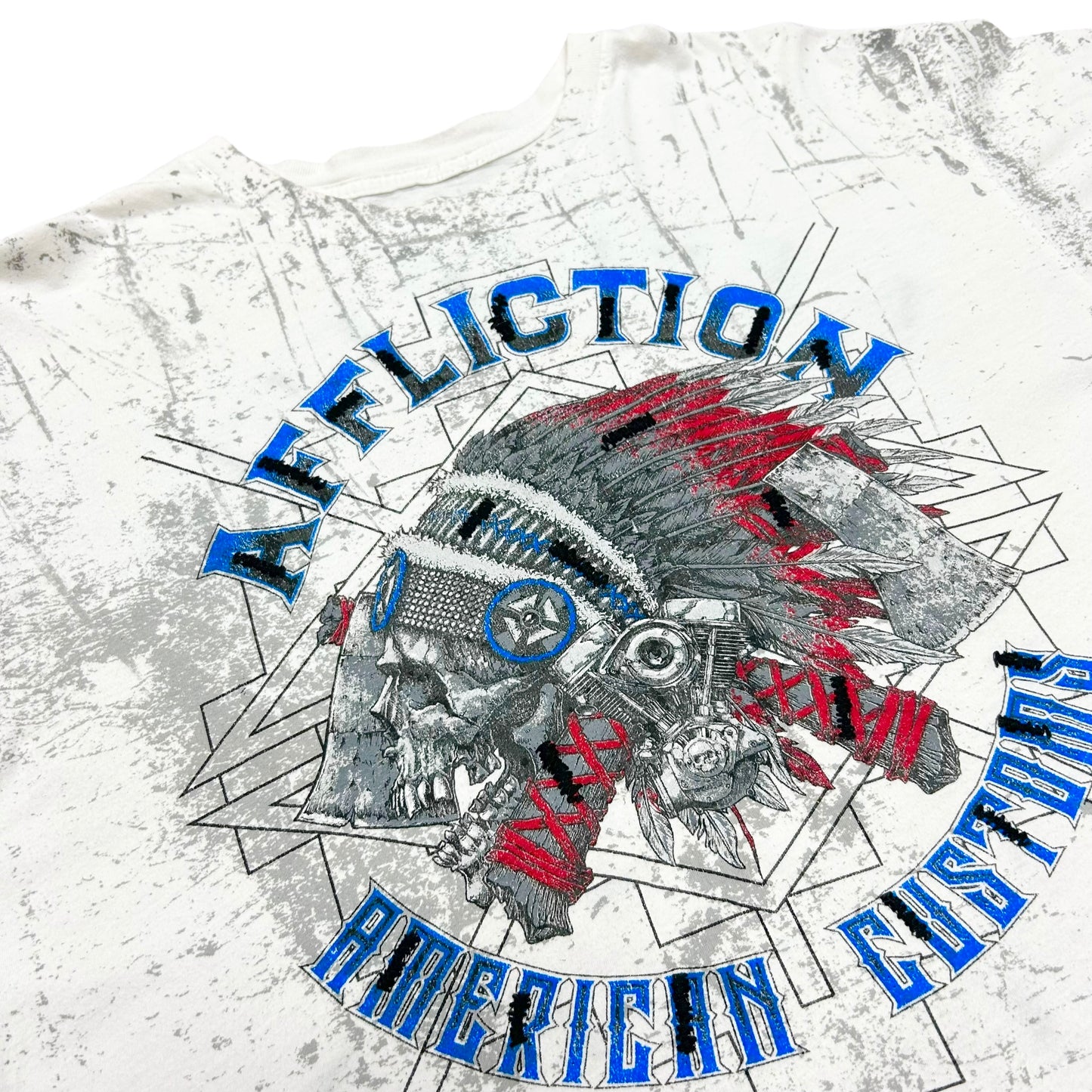 Modern Affliction “American Customs” White Y2K Graphic T-Shirt - Size Large (Fits L/XL)