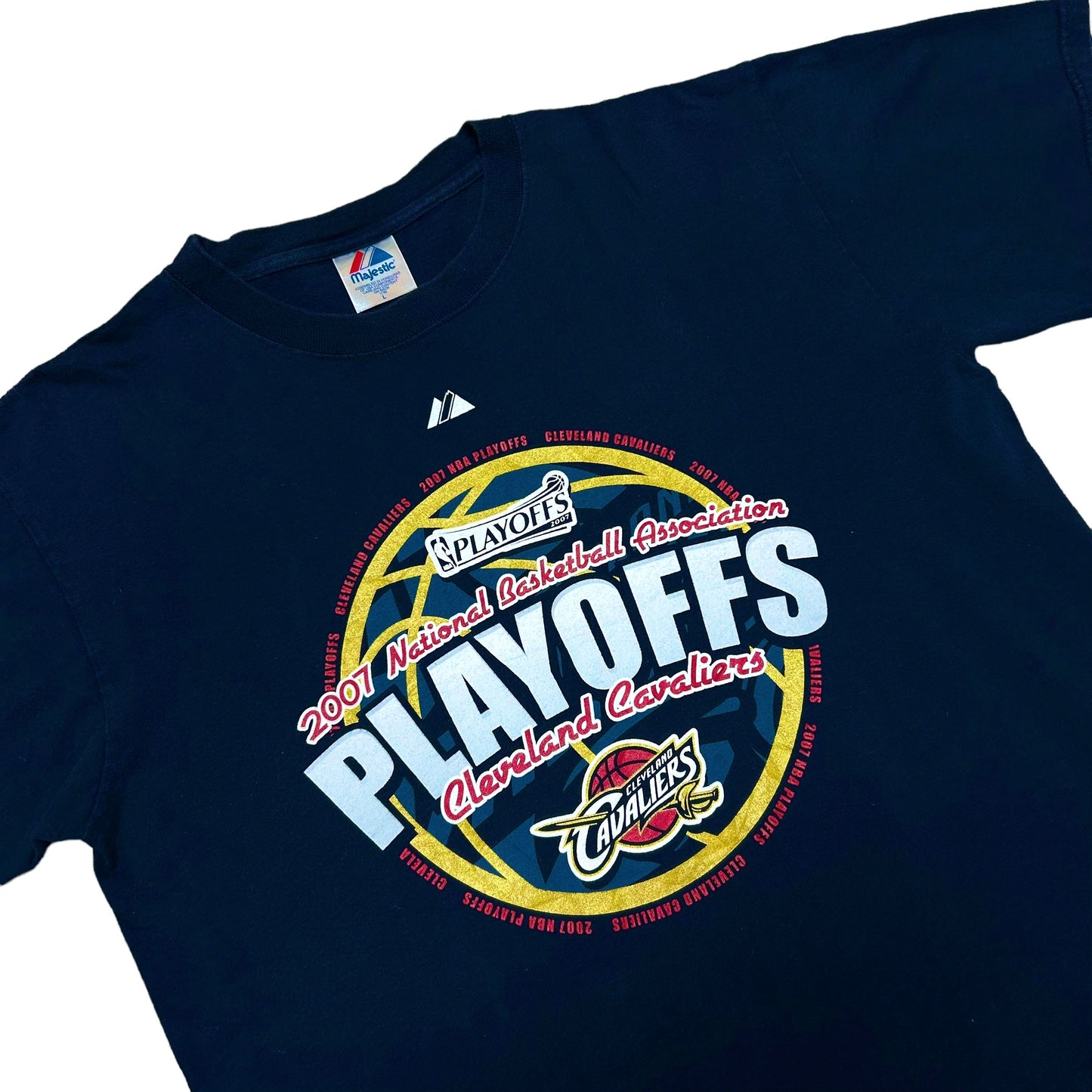 Late 2000s Cleveland Cavaliers 2007 NBA Playoffs Navy Blue Graphic T-Shirt - Size Large (Fits L/XL)