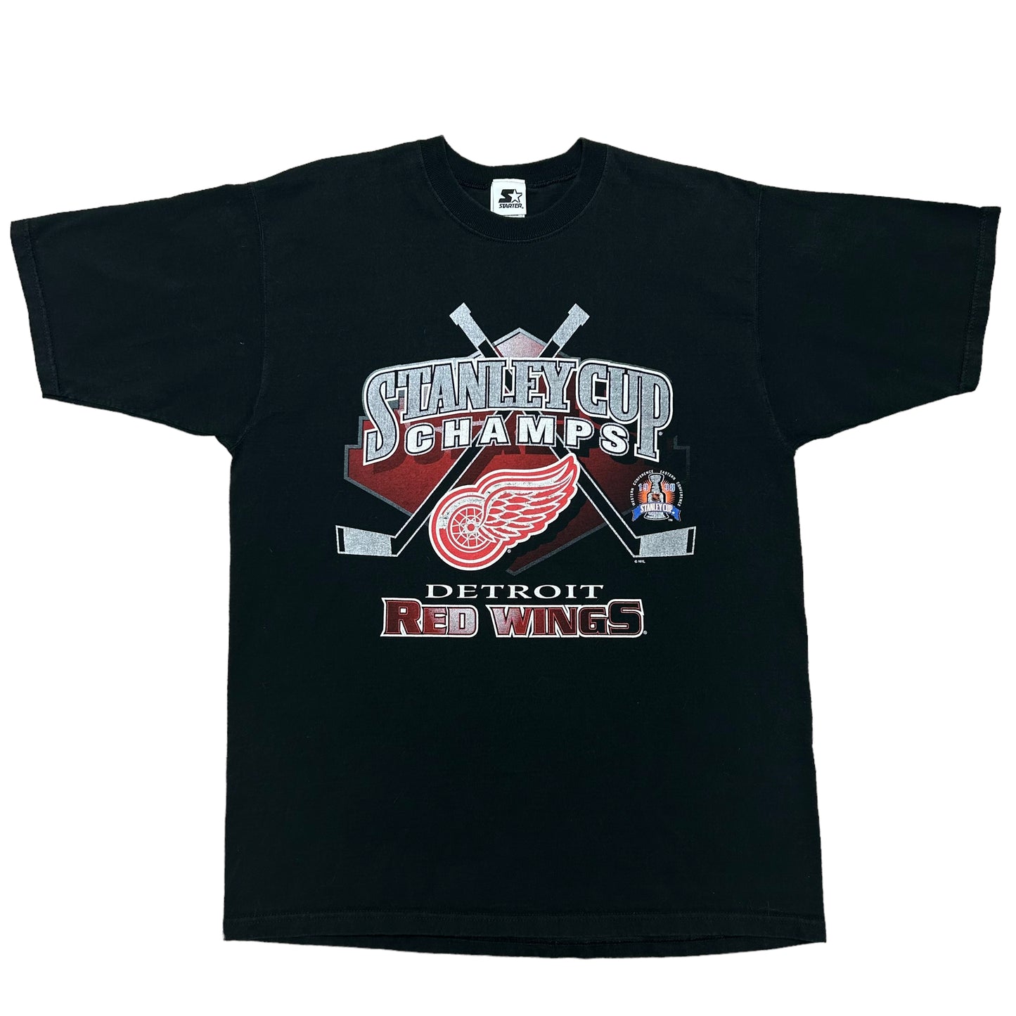 Vintage 1990s Detroit Red Wings ‘98 Stanley Cup Champions Black Graphic T-Shirt - Size Large