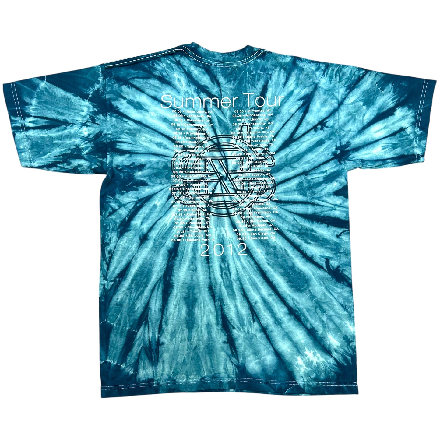 Early 2010s Crosby, Stills & Nash Summer Tour 2012 Teal Tie-Dye Graphic T-Shirt - Size Large