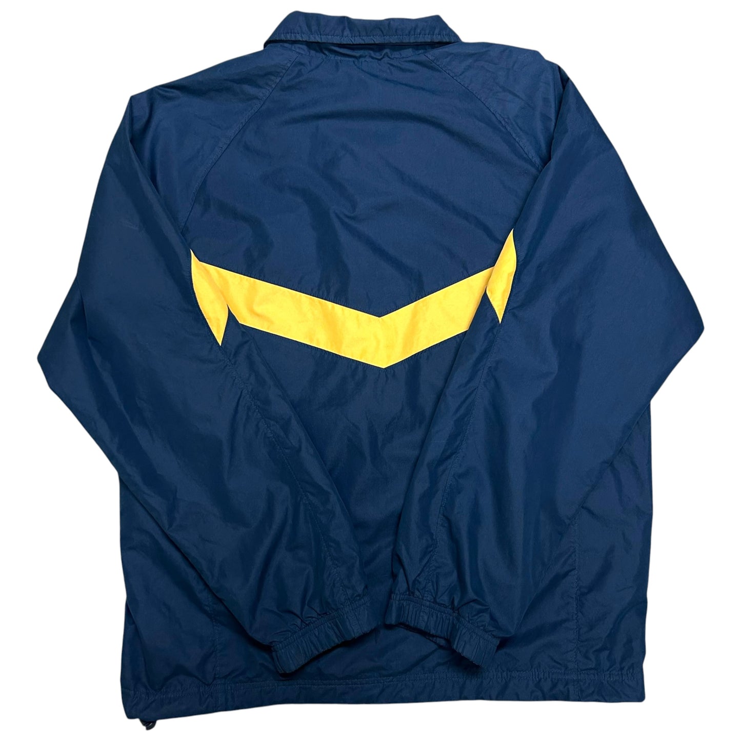 Late 2000s Nike Navy Blue/Gold Full-Zip Windbreaker Jacket - Size Medium (Fits M/L)